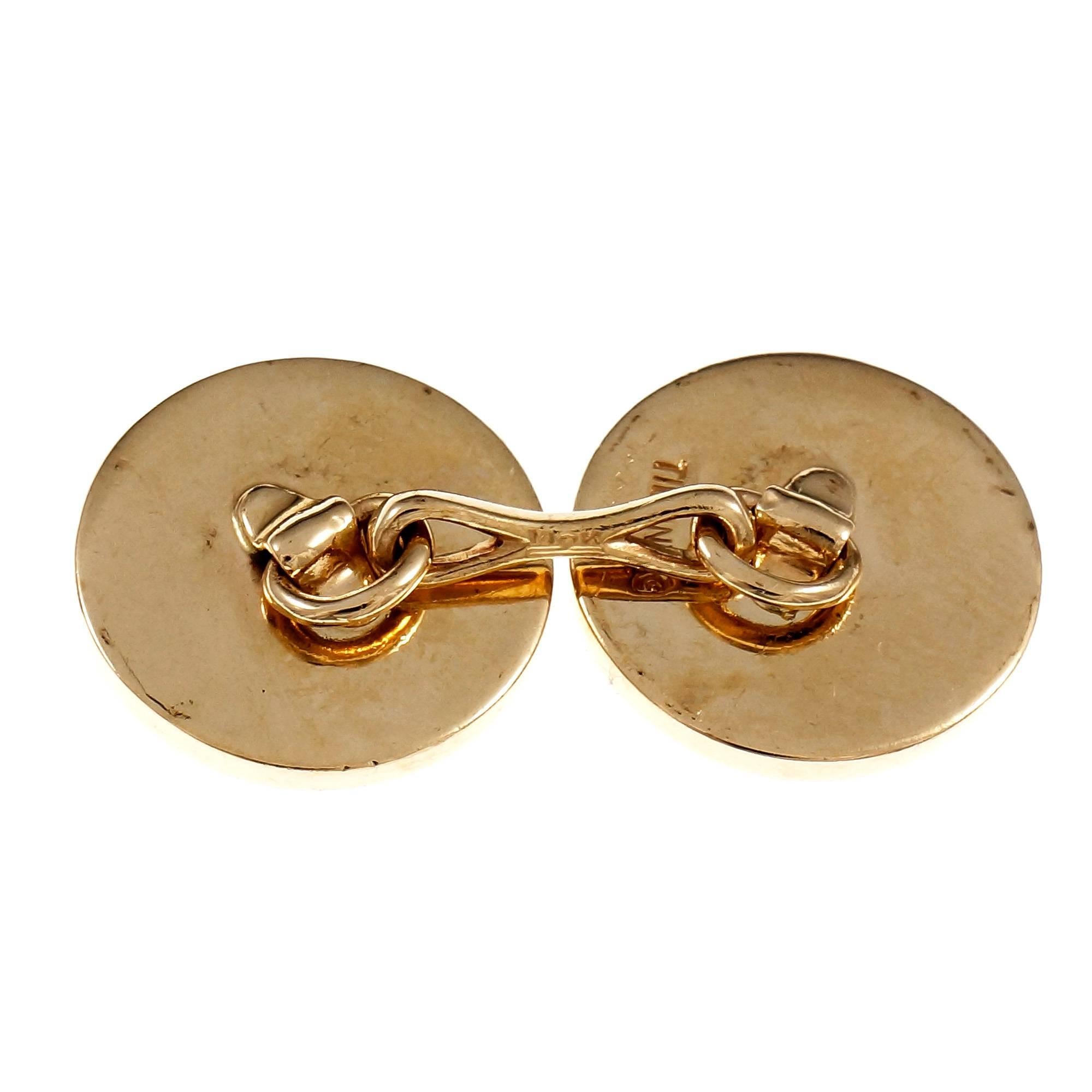 Tiffany & Co. Larter & Sons Yellow Gold Double Sided Cufflinks In Good Condition For Sale In Stamford, CT