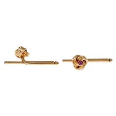 Tiffany & Co. Ruby Yellow Gold Shirt Stud Set Cufflinks
