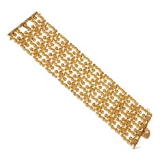 Vintage Wide Italian Hinged Gold Bracelet