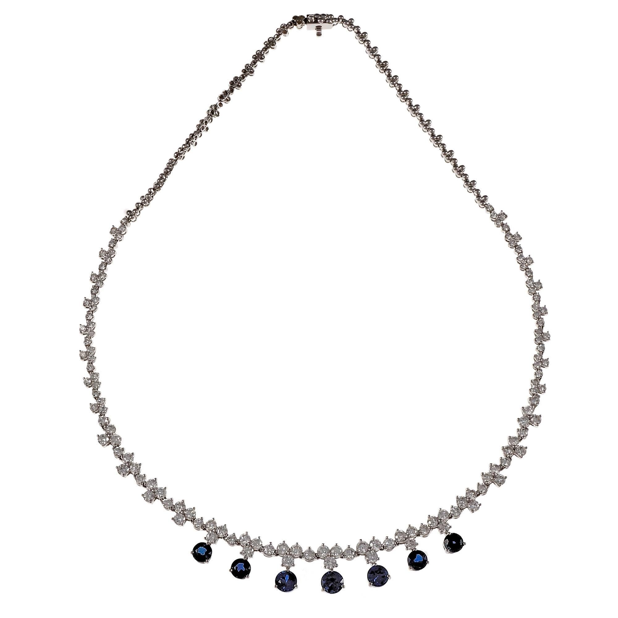 Women's GIA Certified Sapphire Diamond Hinged Platinum Necklace