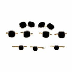 Larter & Sons Men’s Onyx Platinum Gold Dress Set Cuff-Links