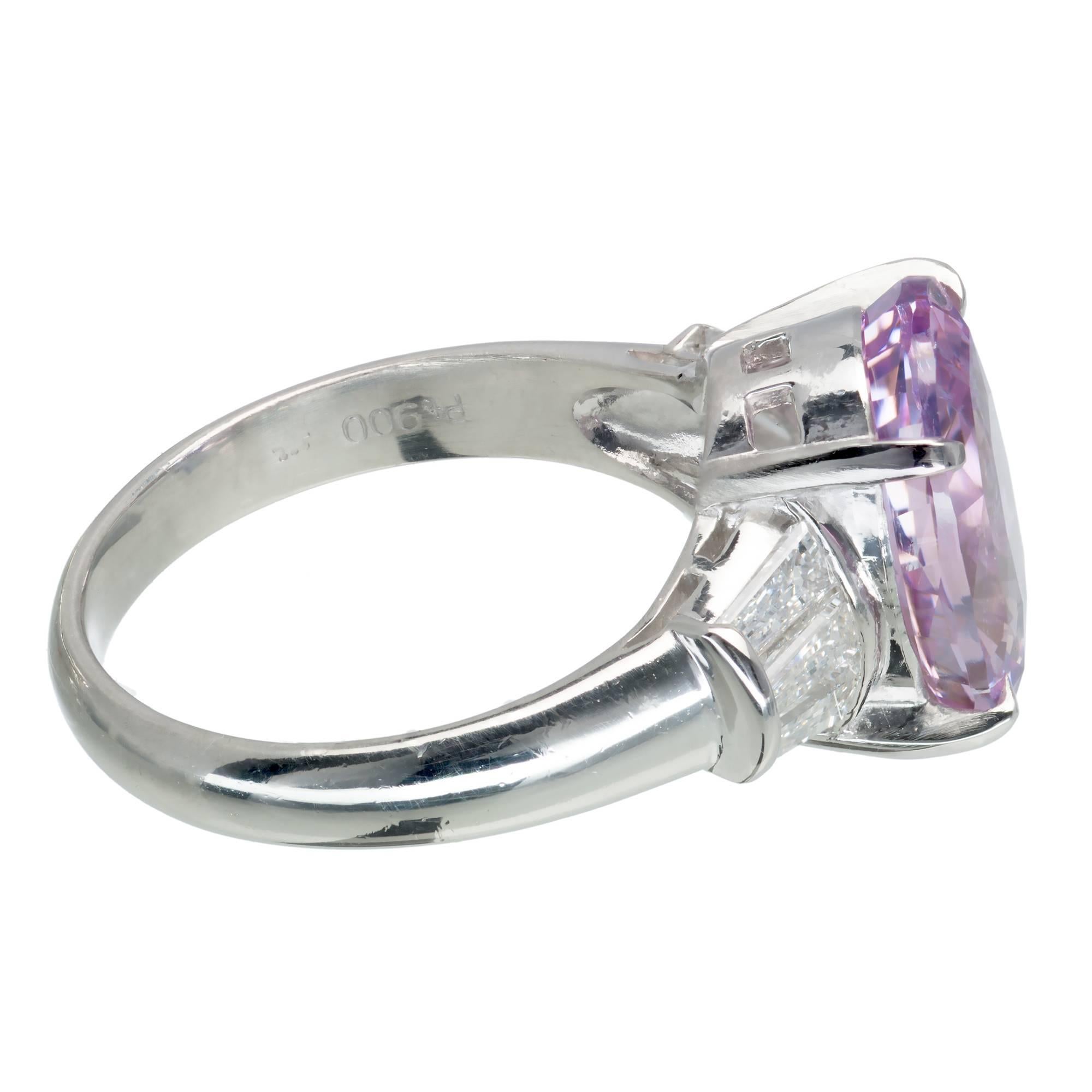Women's 5.28 Carat Purple Pink Natural Sapphire Diamond Platinum Engagement Ring For Sale
