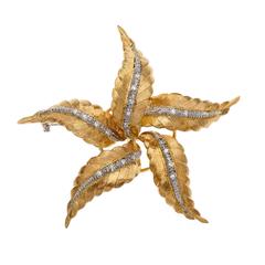 Spitzer & Furman Diamond Gold Textured Star Brooch 5