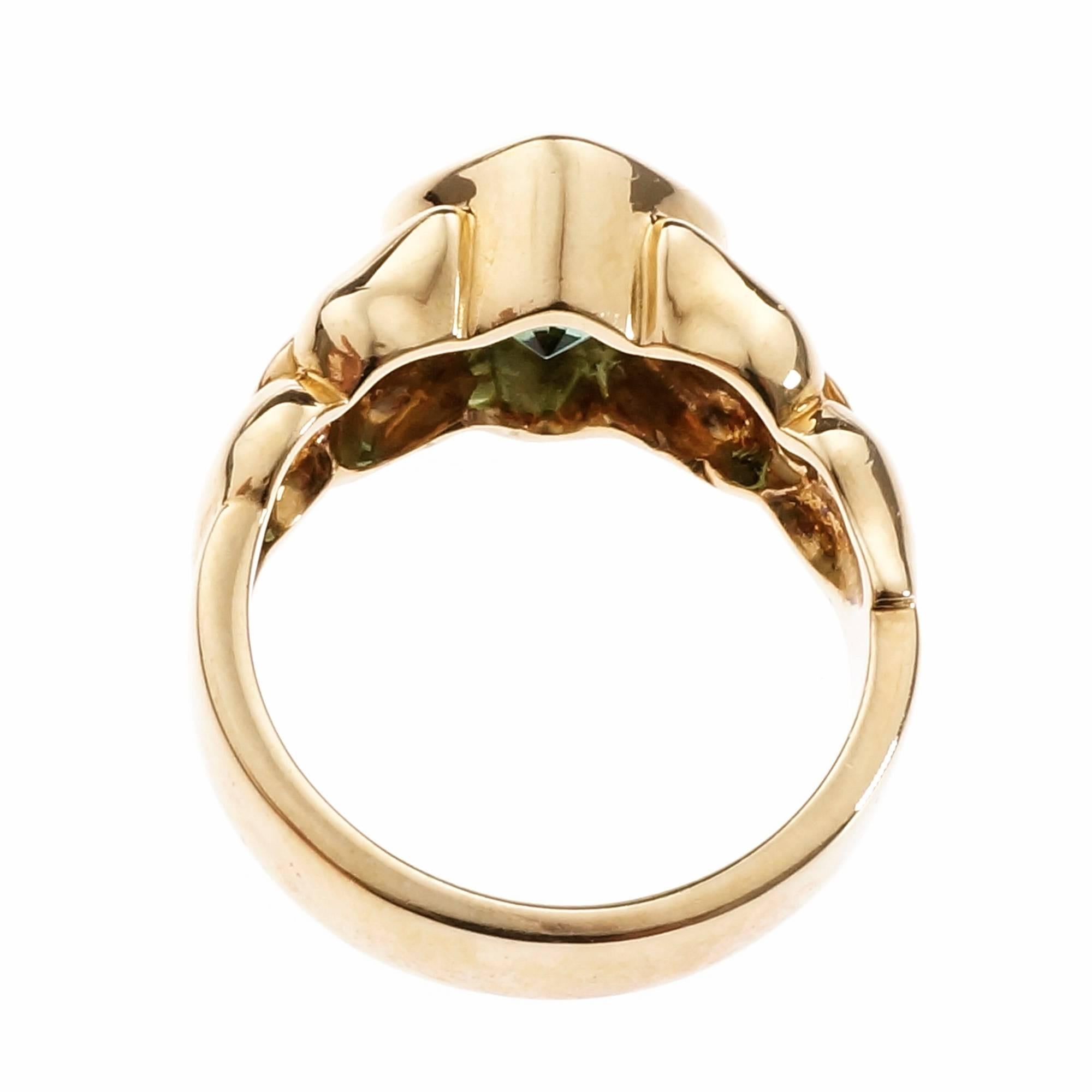 Women's 2.50 Carat Green Tourmaline Diamond Gold Cocktail Ring