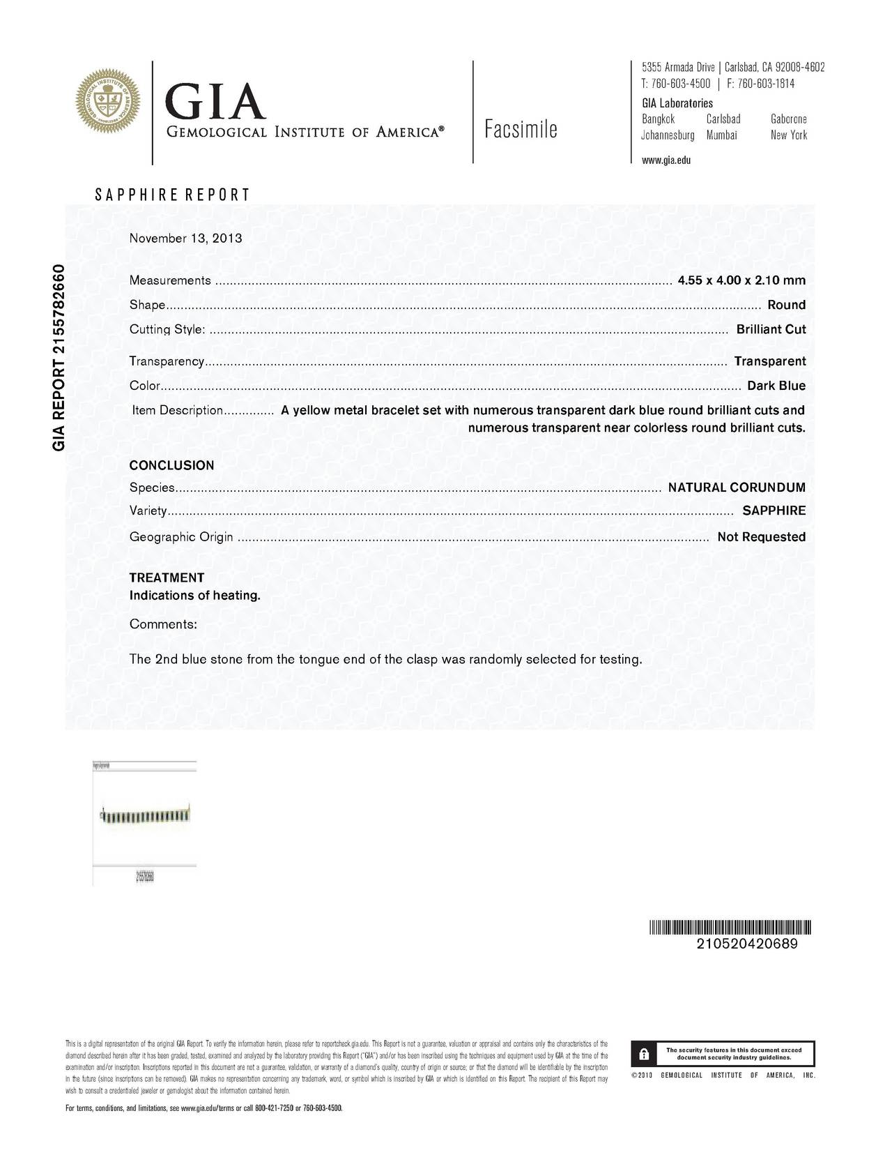 GIA zertifiziert 18,30 Karat Saphir Diamant Gold Glieder-Tennisarmband (Rundschliff) im Angebot