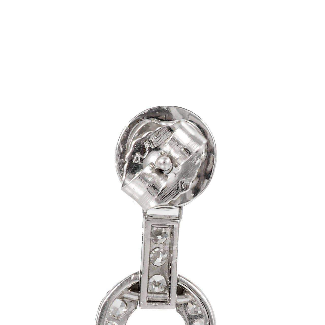 Taille ronde Pendants d'oreilles en platine avec diamants taille vieille Europe de 3,58 carats en vente