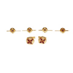 Peter Suchy Men's Ruby Gold Cufflink Dress Set