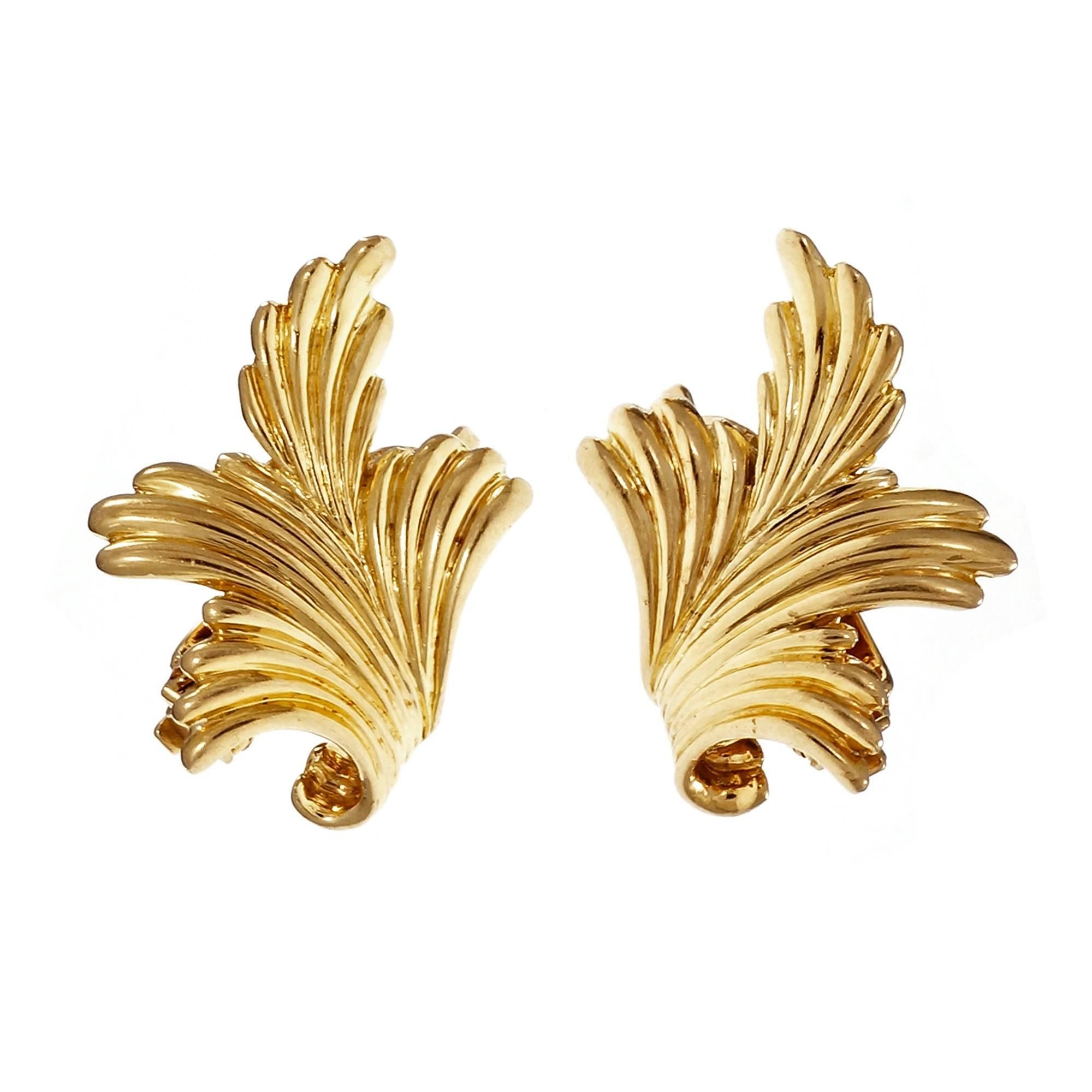 Tiffany & Co Swirl Gold Clip Post Earrings