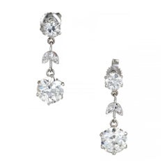 EGL Certified Diamond Edwardian Old European Cut Platinum Dangle Earrings 1