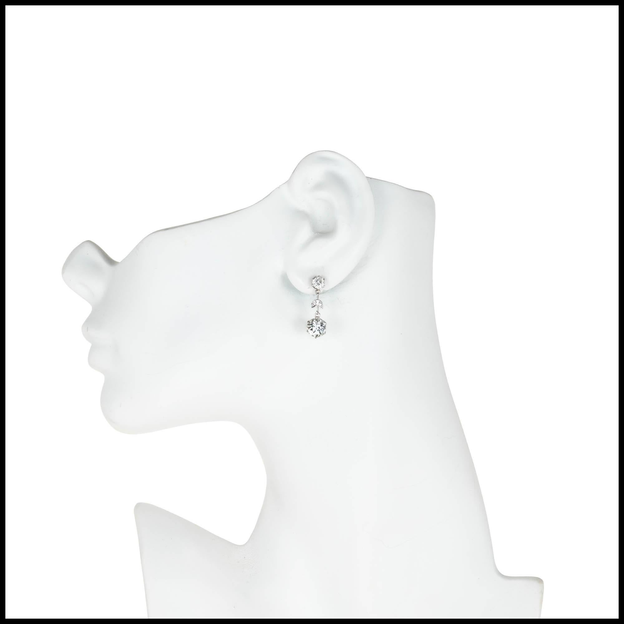 Women's EGL Certified Diamond Edwardian Old European Cut Platinum Dangle Earrings