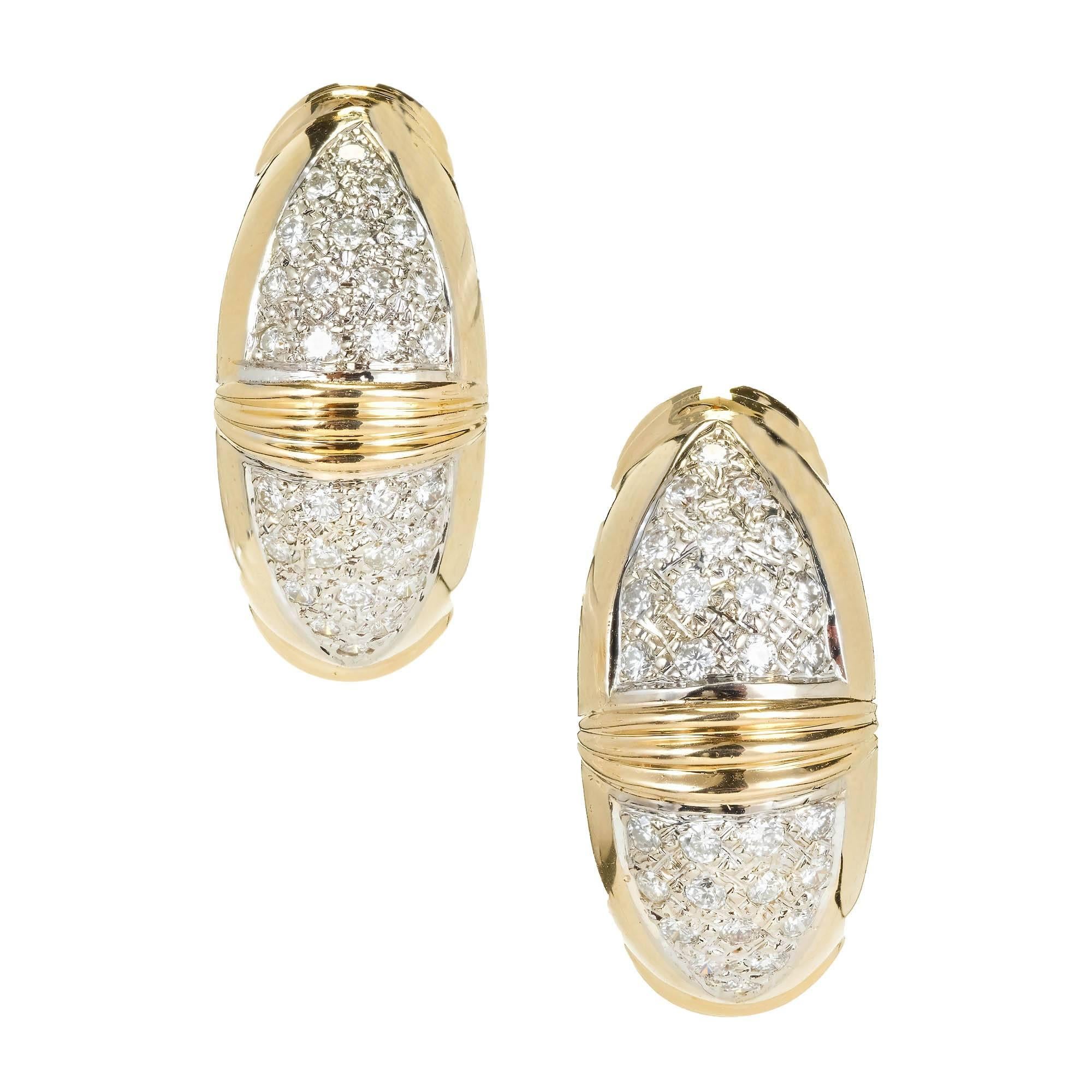 .80 Carat Diamond Hoop Gold Hinged Back Earrings