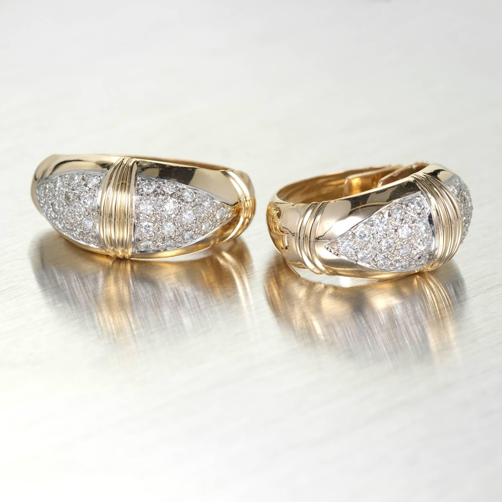 Women's .80 Carat Diamond Hoop Gold Hinged Back Earrings