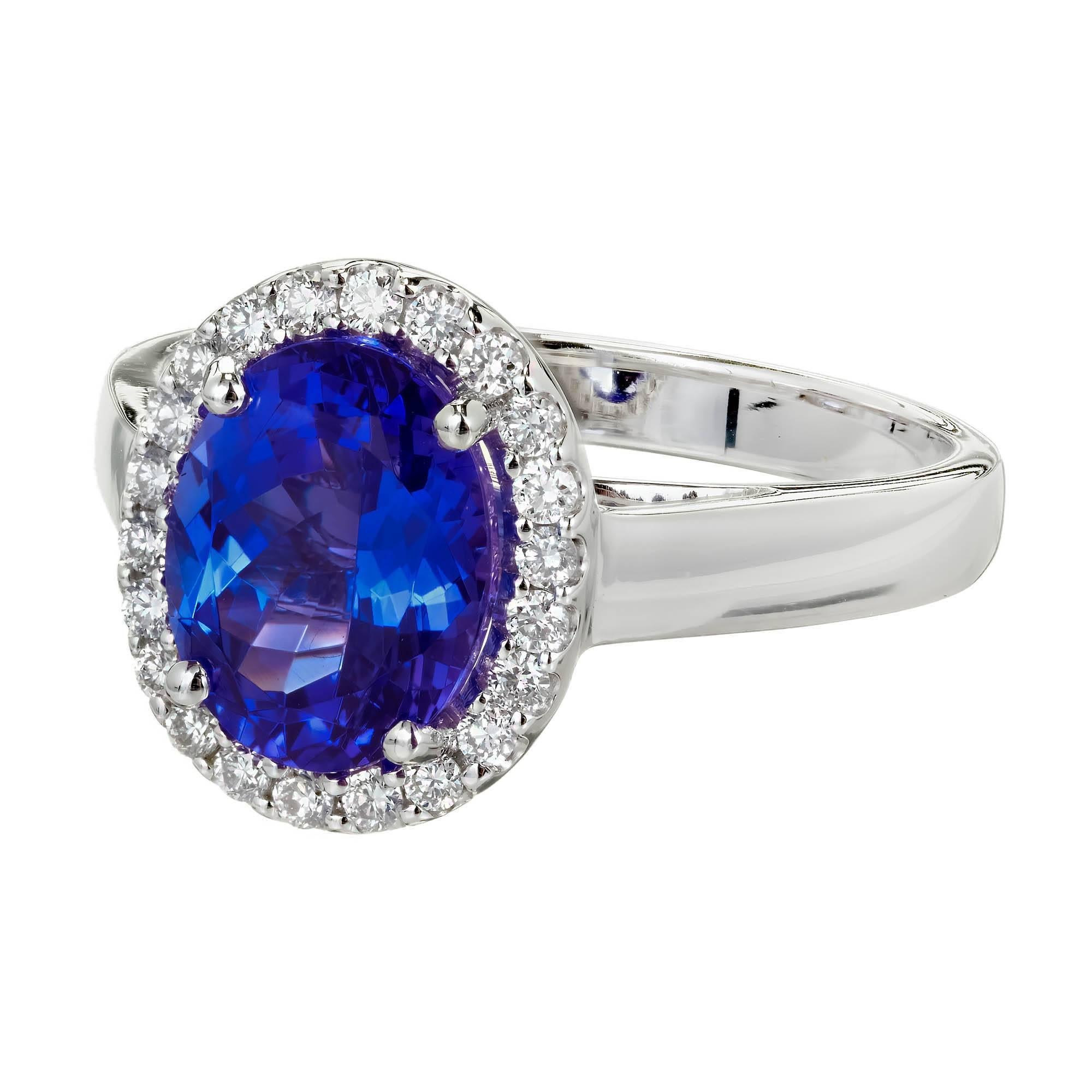 Peter Suchy Oval 2.22 Carat Tanzanite Diamond Halo Cocktail Ring In Good Condition In Stamford, CT
