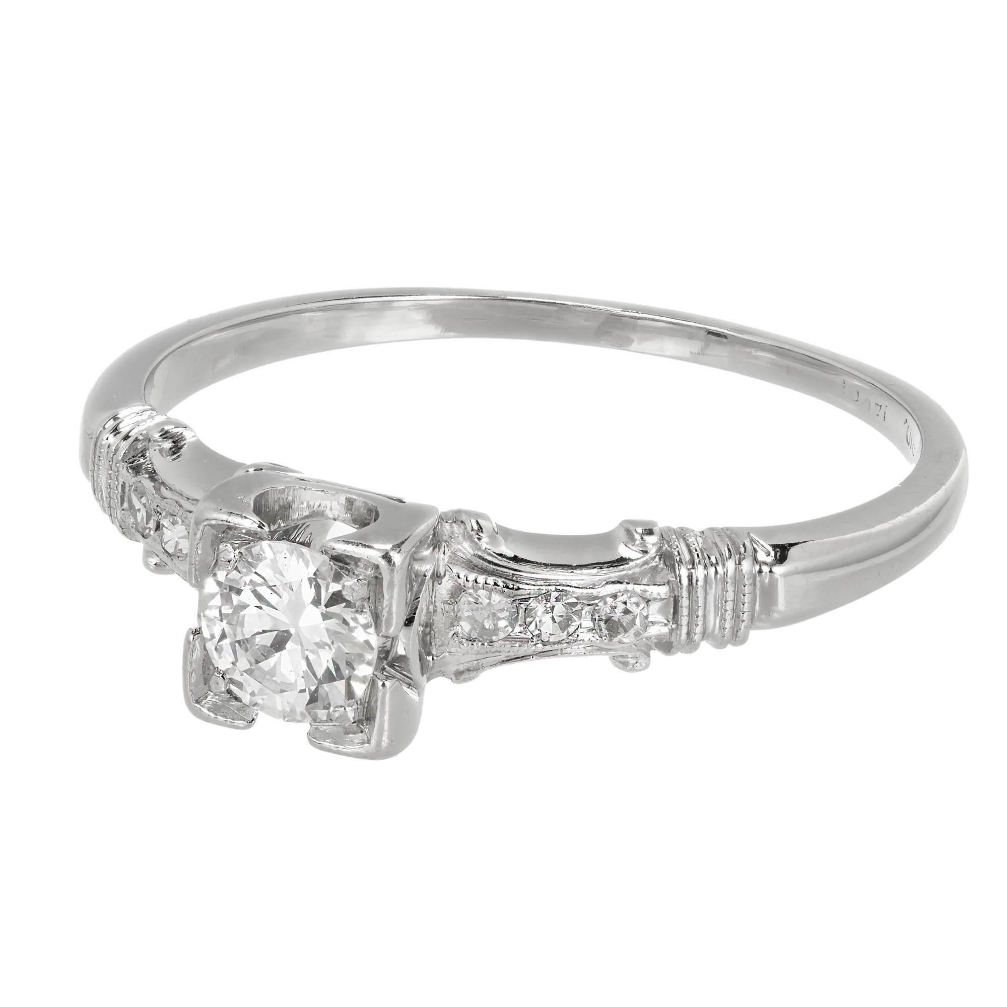 Single Cut Jabel EGL Certified Diamond Platinum Engagement Ring, circa 1940 For Sale