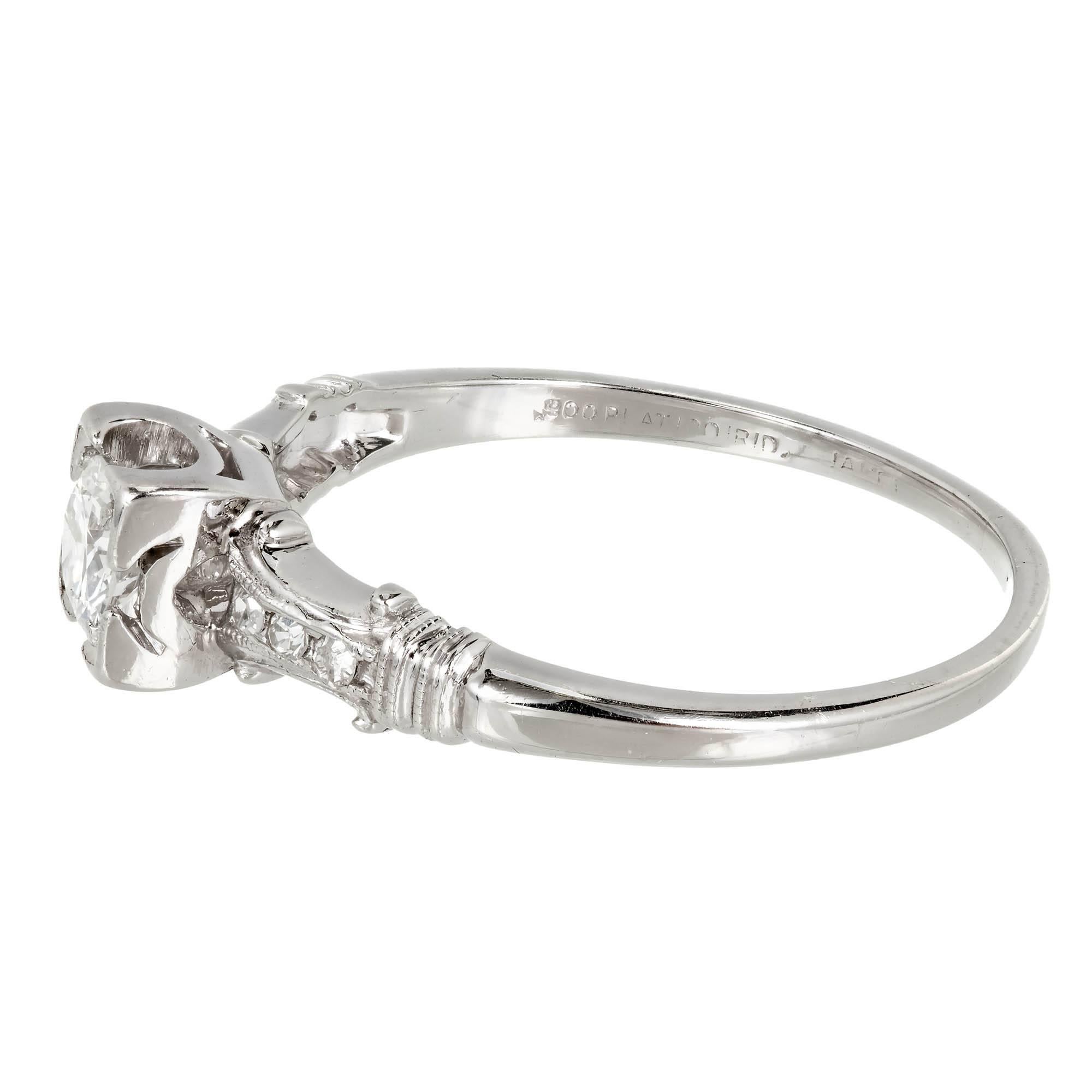 Jabel EGL Certified Diamond Platinum Engagement Ring, circa 1940 In Good Condition For Sale In Stamford, CT