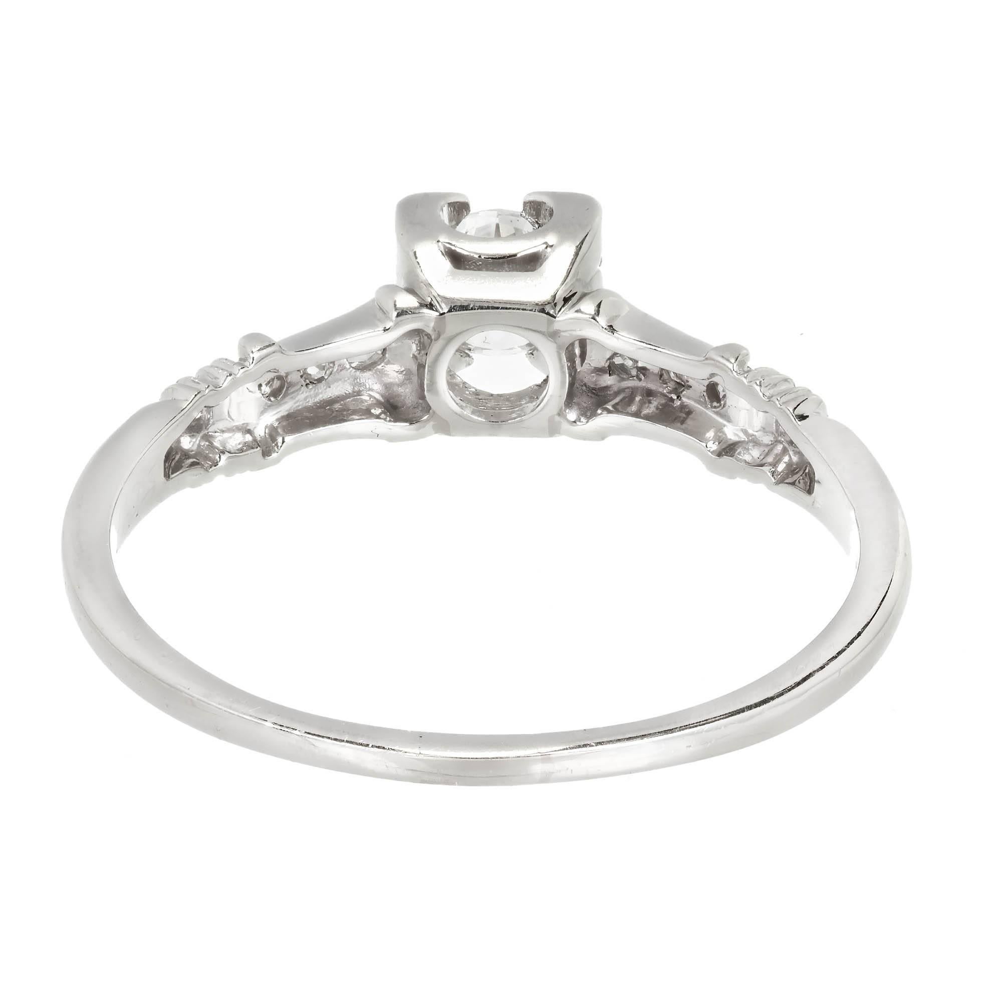 Women's Jabel EGL Certified Diamond Platinum Engagement Ring, circa 1940 For Sale