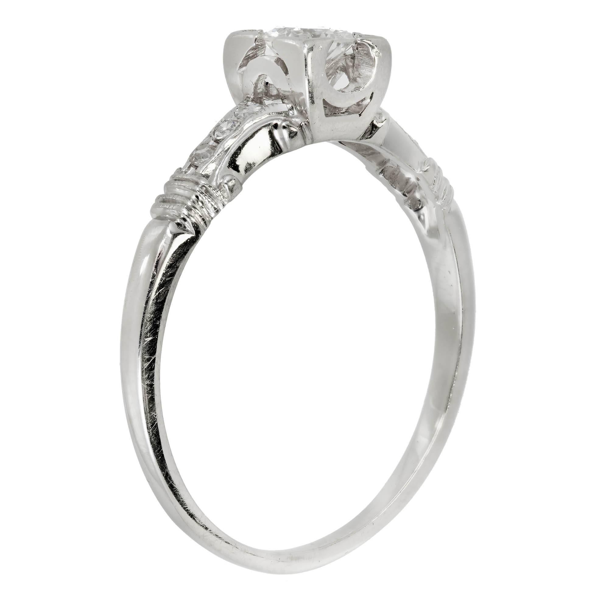 Jabel EGL Certified Diamond Platinum Engagement Ring, circa 1940 For Sale 1