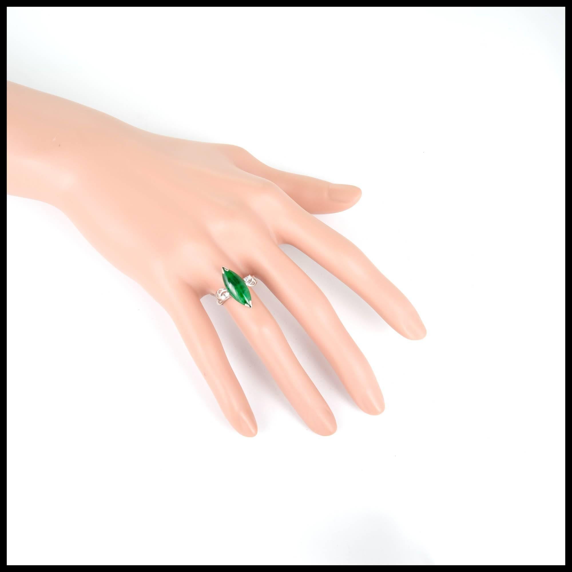 GIA zertifizierter Marquise natürlicher Jadeit Jade Diamant Gold Cocktail-Ring im Angebot 3