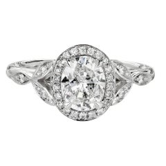 Peter Suchy GIA Certified 1.01 Carat Oval Diamond Halo Platinum Engagement Ring 7
