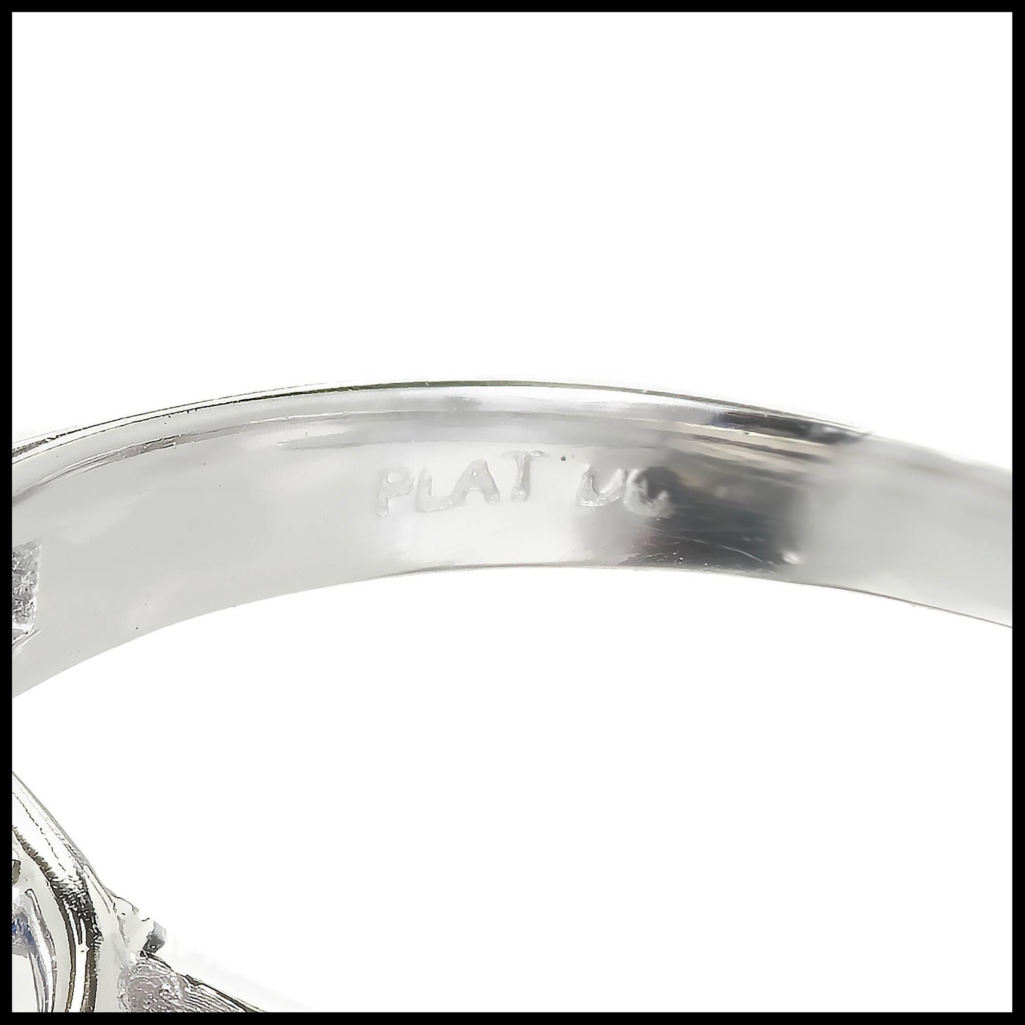 Peter Suchy GIA Round Diamond Sapphire Platinum Engagement Three-Stone Ring For Sale 2