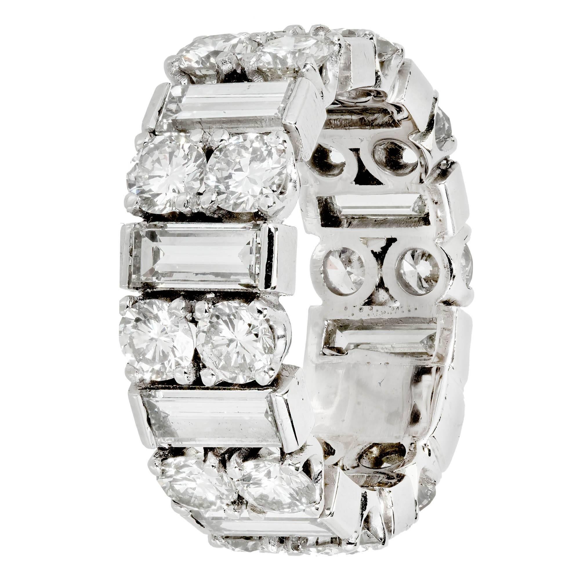 Women's Baguette Round Diamond Platinum Eternity Band Ring