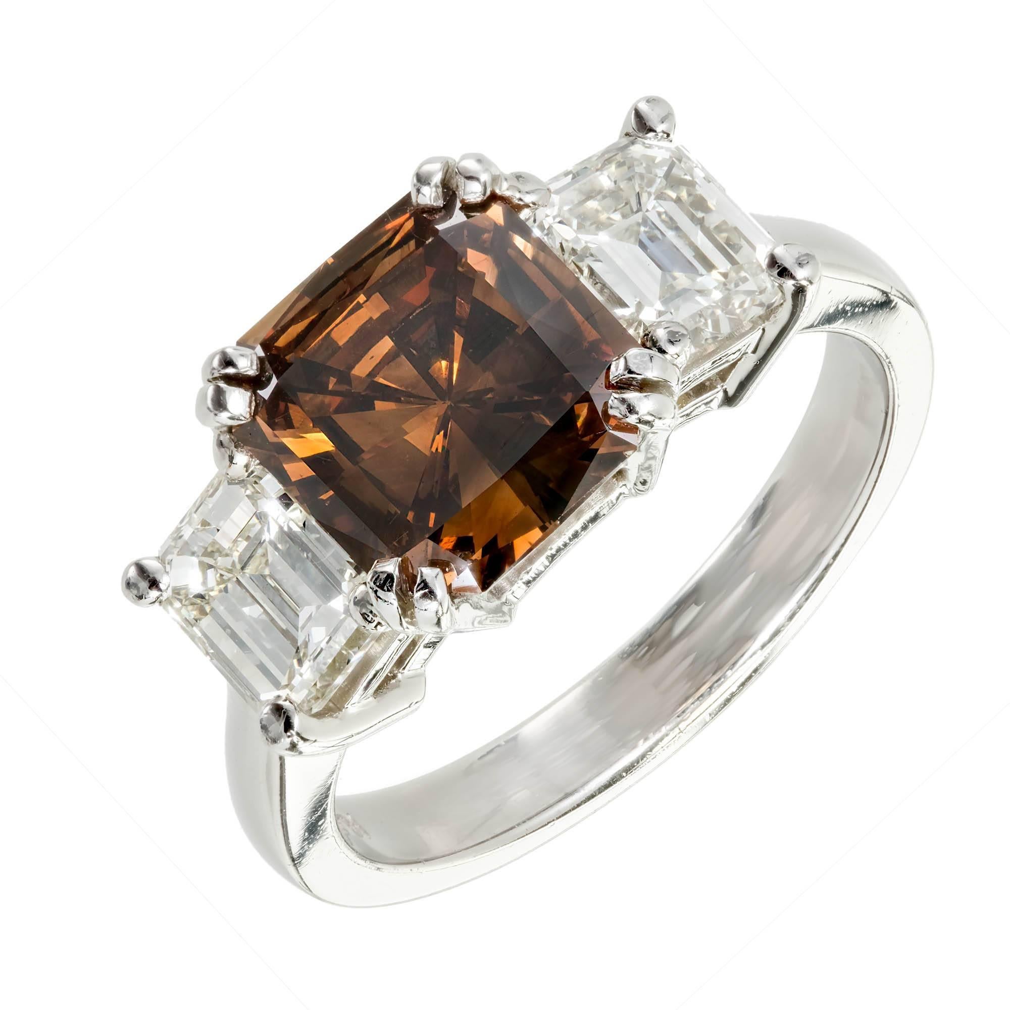 Peter Suchy GIA Certified 2.14 Carat Brown Diamond Platinum Engagement Ring