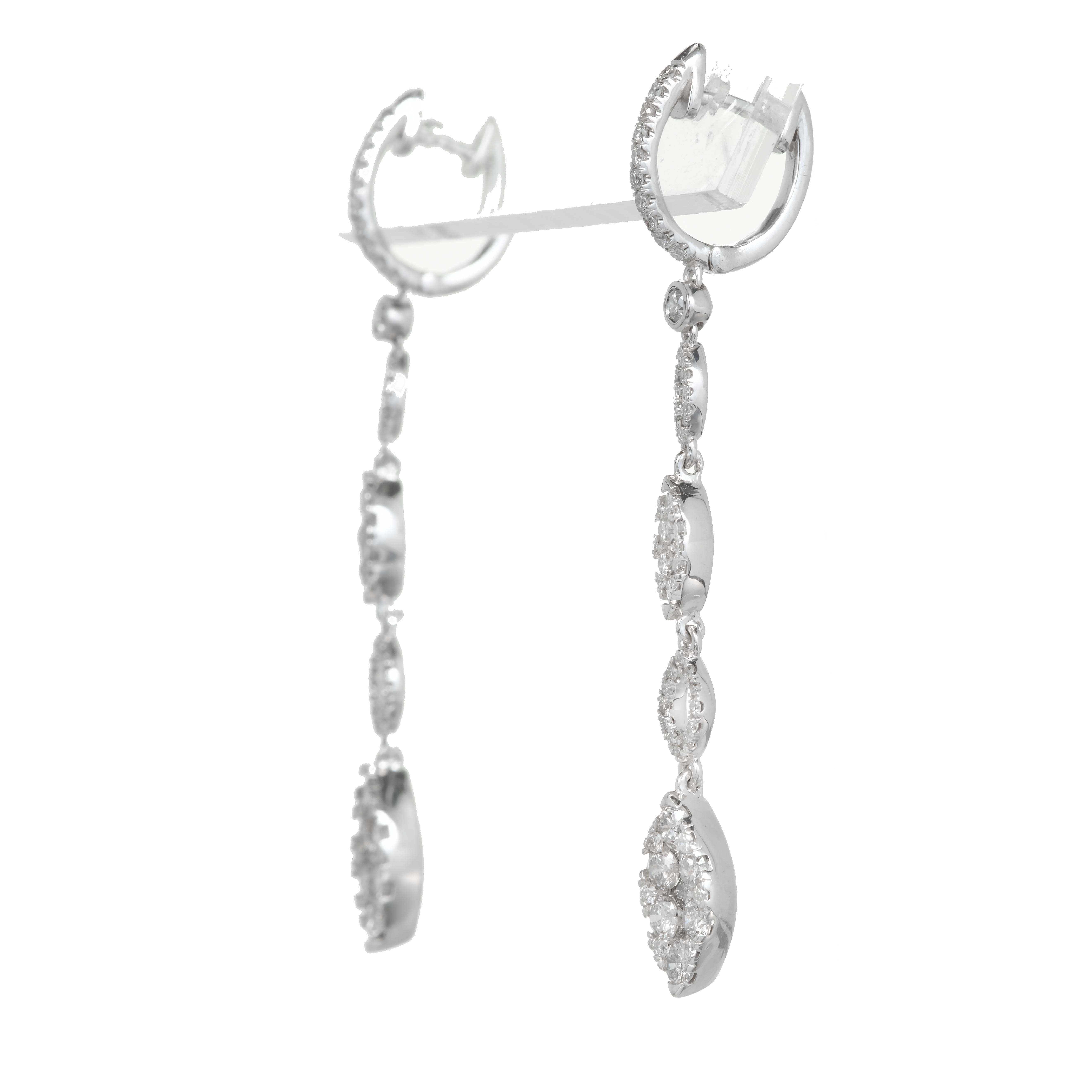Women's 1.50 Carat Diamond Dangle Drop Gold Earrings