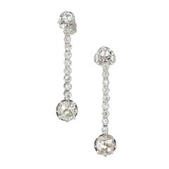 EGL Certified Art Deco Diamond Dangle Drop Platinum Earrings 1