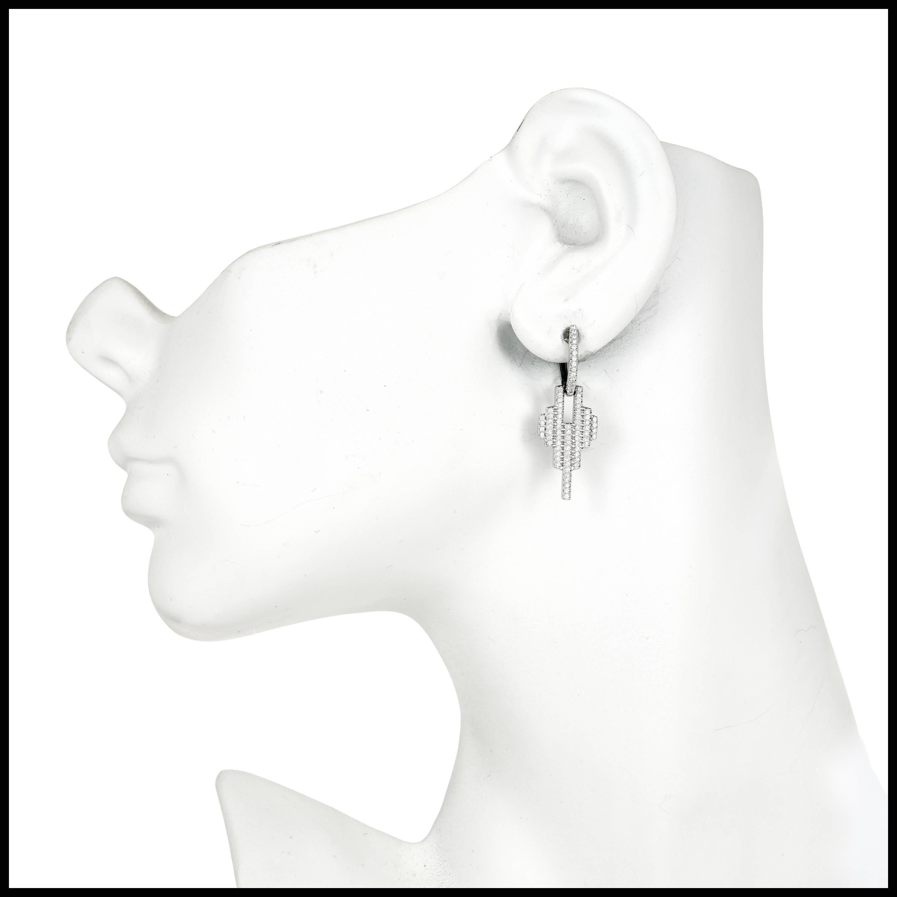Women's Diamond Hoop Dangle Earrings 
