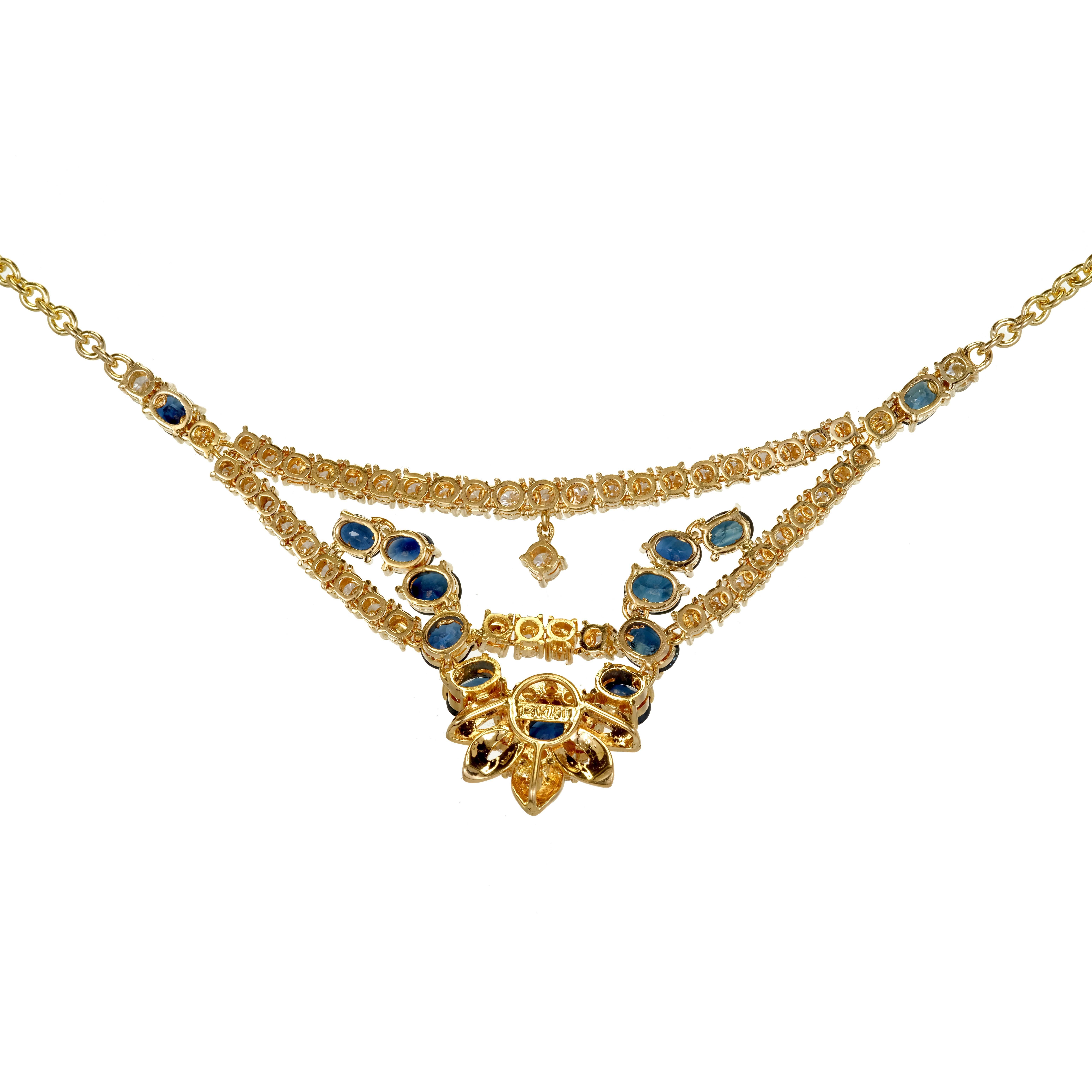 GIA Certified Sapphire Diamond Flexible Link Gold Necklace In Good Condition In Stamford, CT