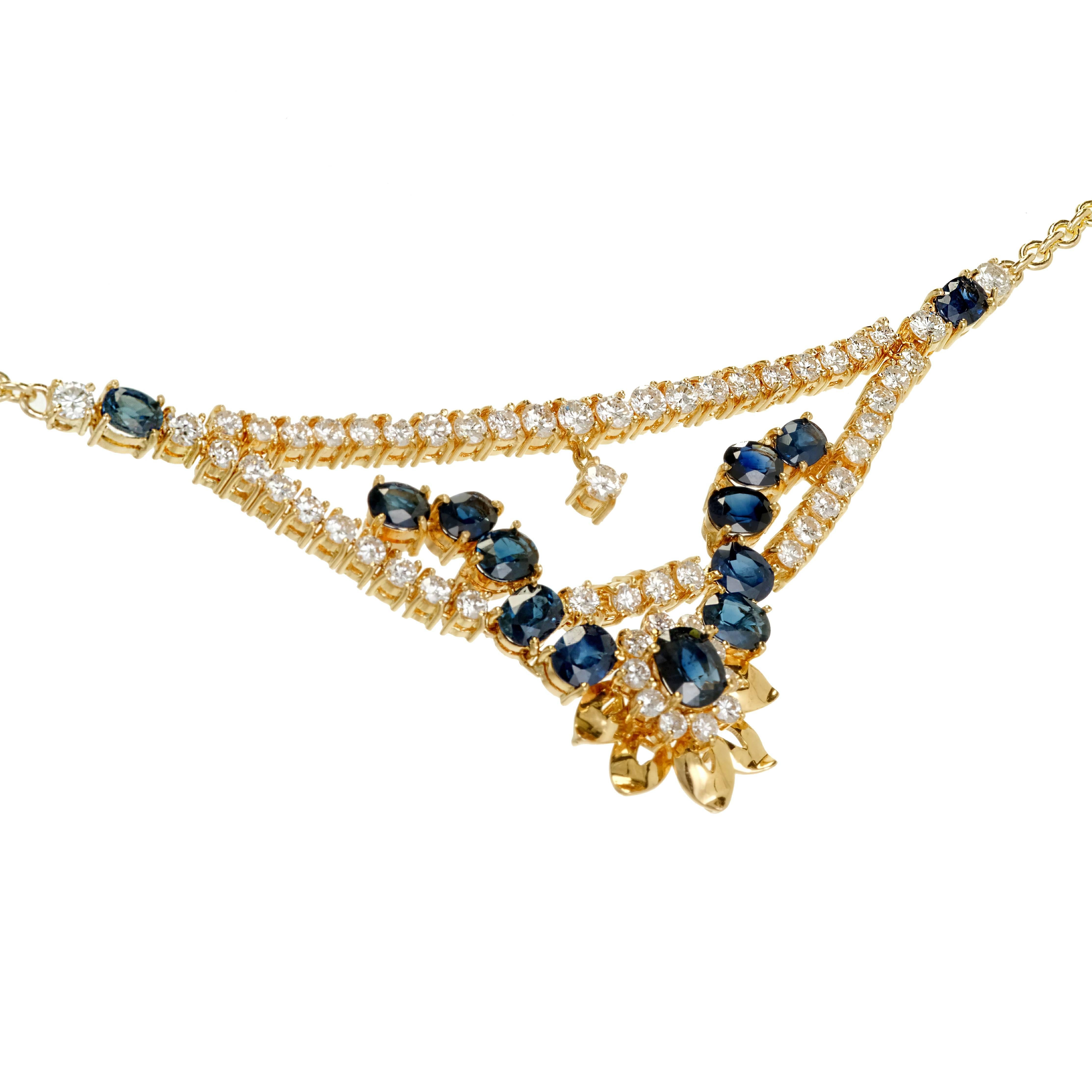 Women's GIA Certified Sapphire Diamond Flexible Link Gold Necklace