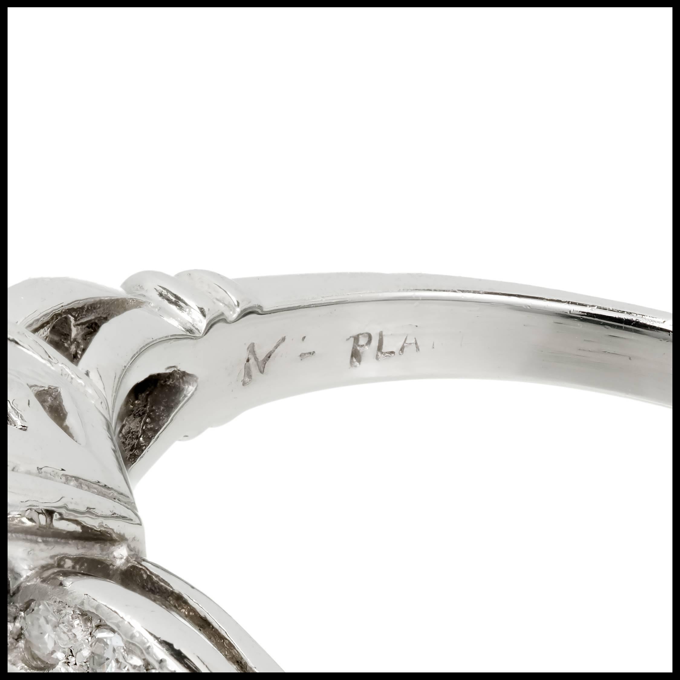 Old European Cut GIA Certified Art Deco Sapphire Diamond Platinum Engagement Ring