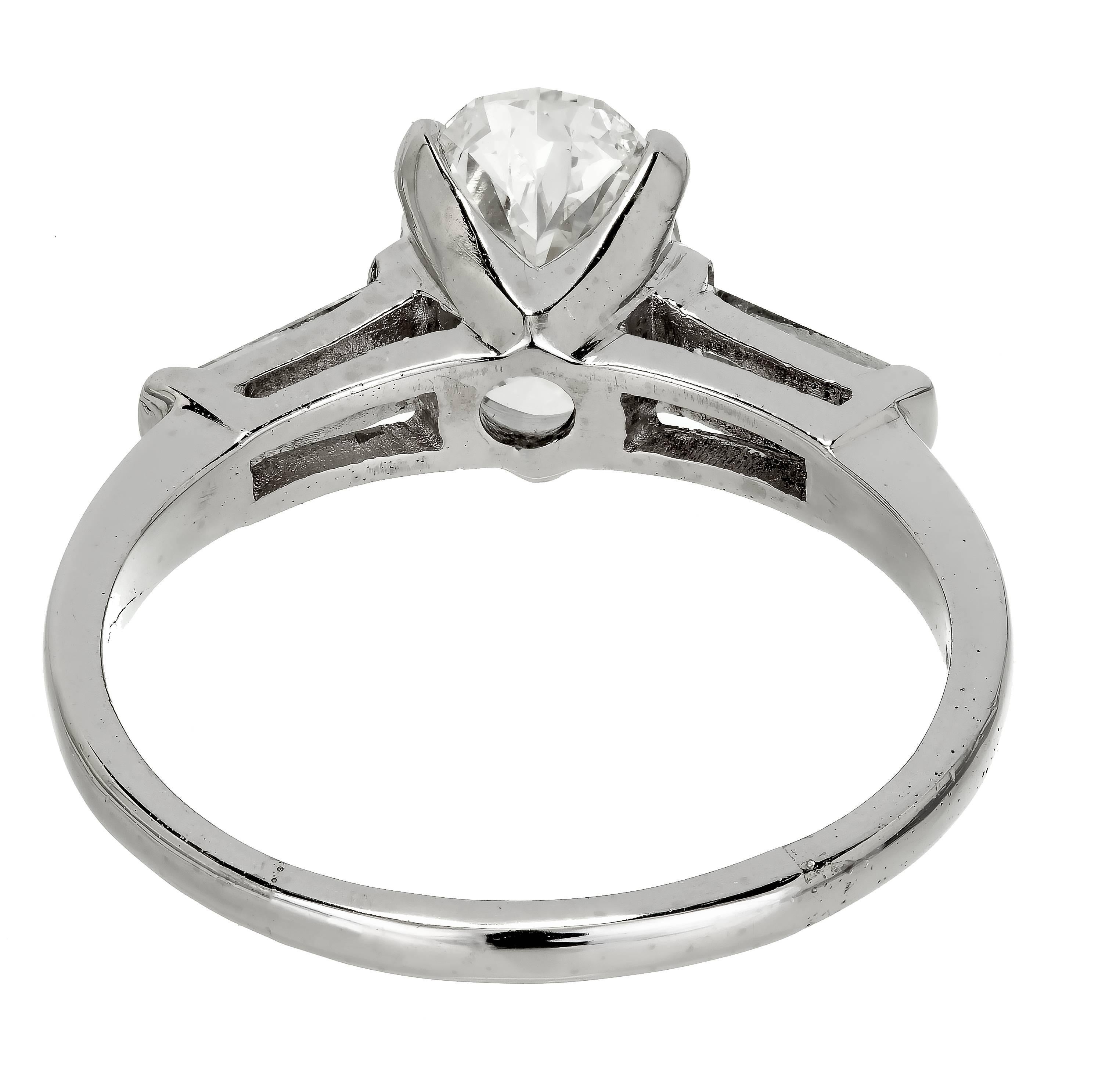 Women's EGL Certified 1.38 Carat Oval Diamond Three-Stone Platinum Engagement Ring