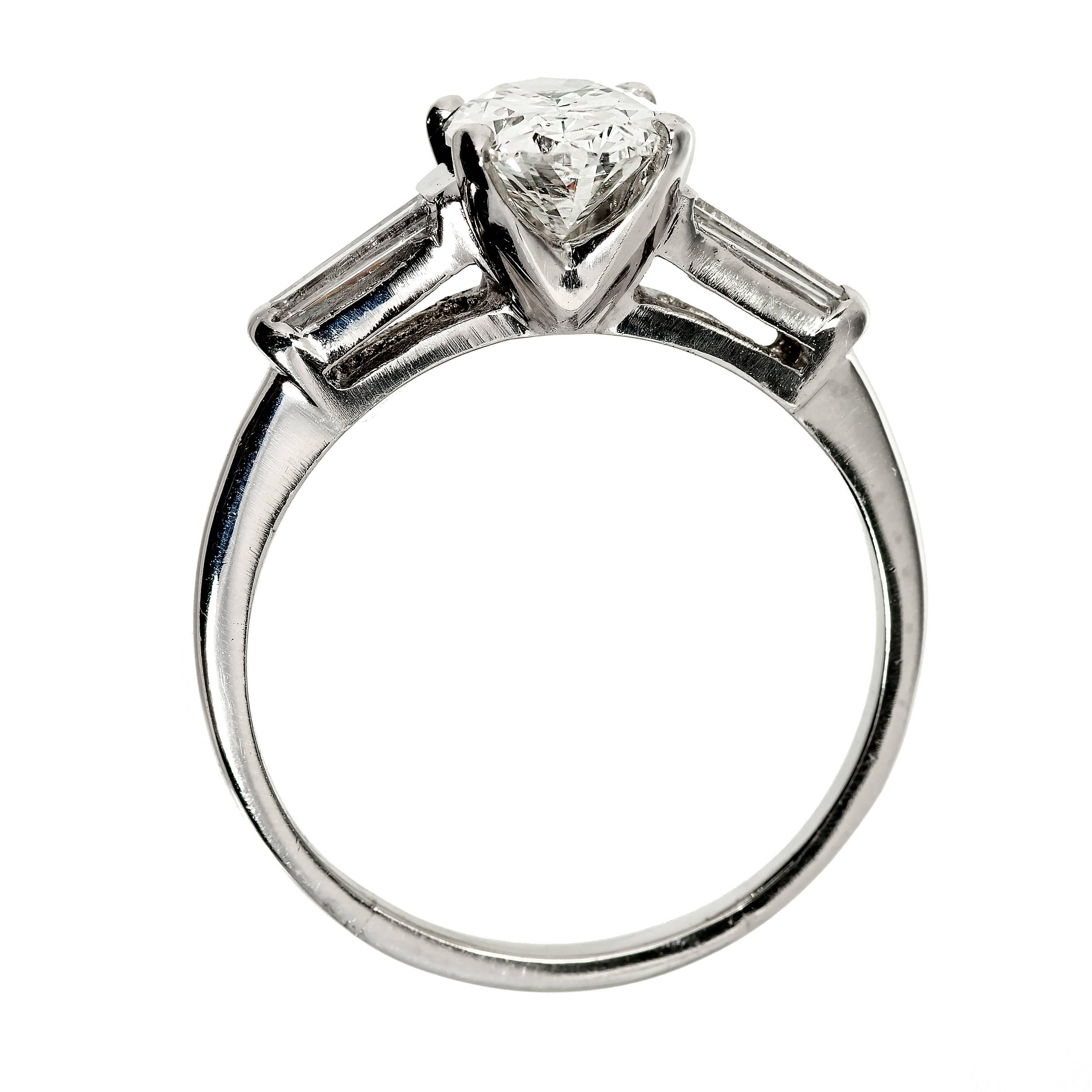 EGL Certified 1.38 Carat Oval Diamond Three-Stone Platinum Engagement Ring 1