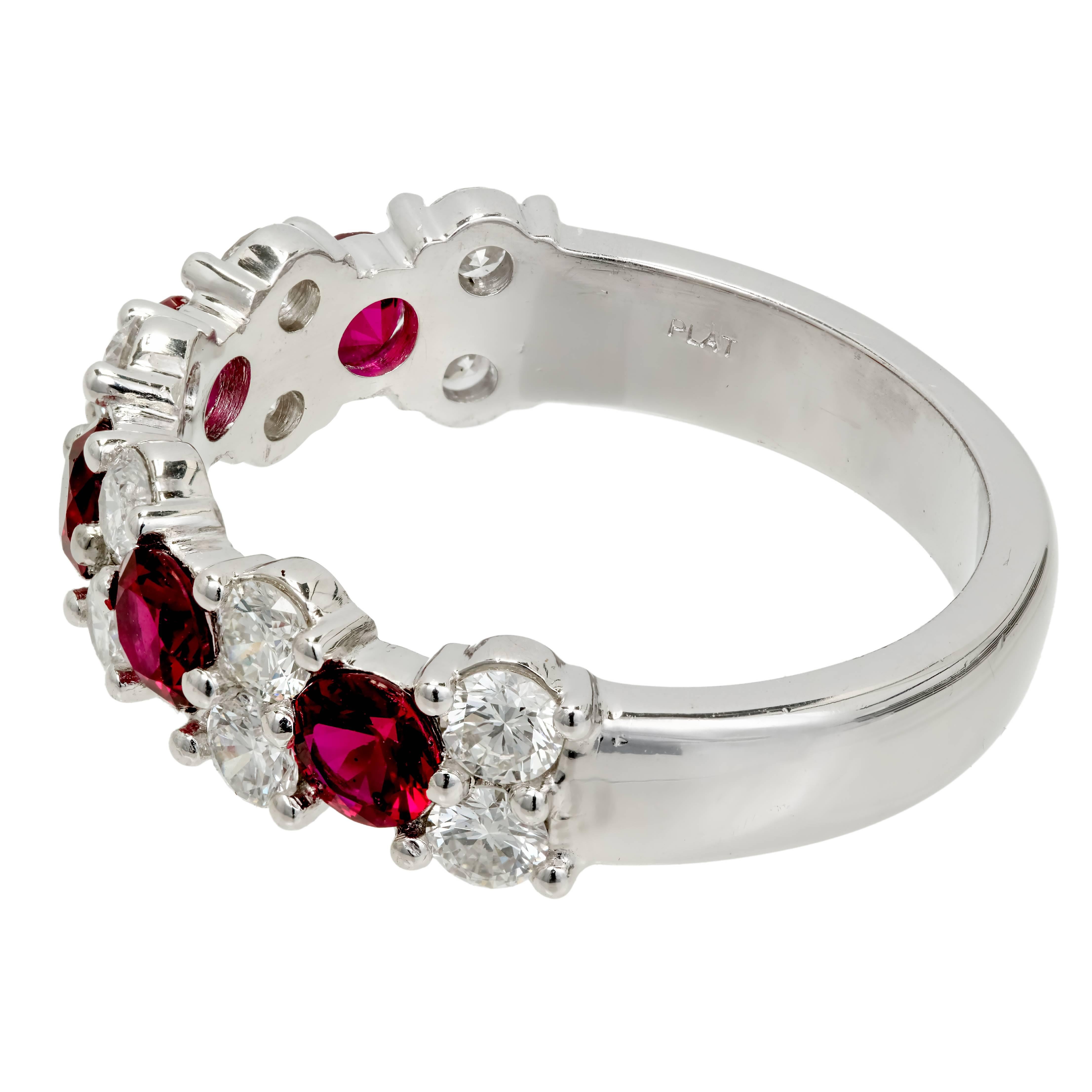 Peter Suchy 1.73 Carat Ruby Diamond Platinum Wedding Band Ring For Sale ...
