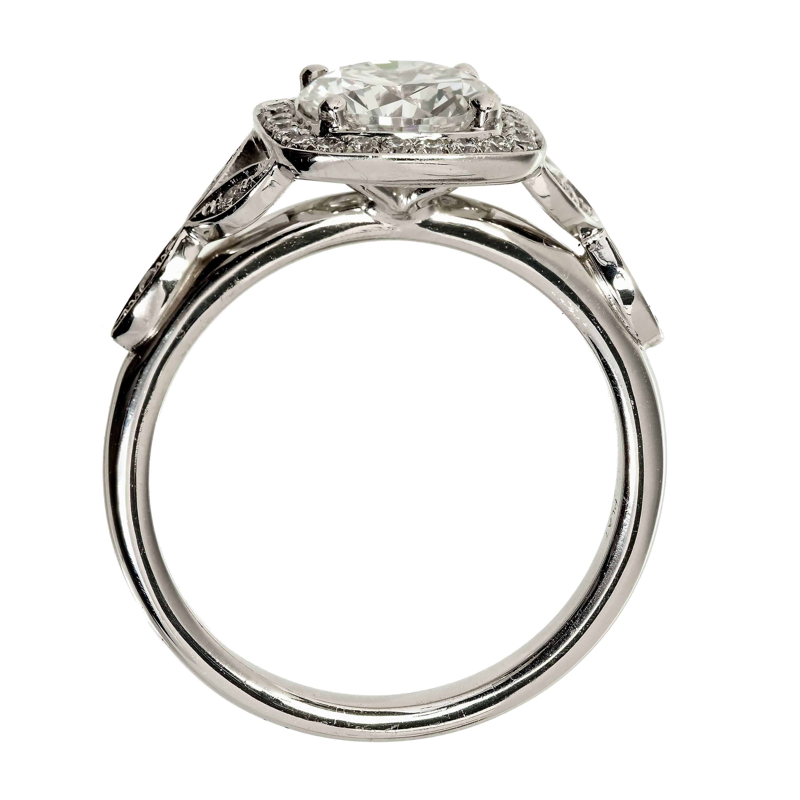 Peter Suchy GIA Certified 1.39 Carat Diamond Halo Platinum Engagement Ring 3
