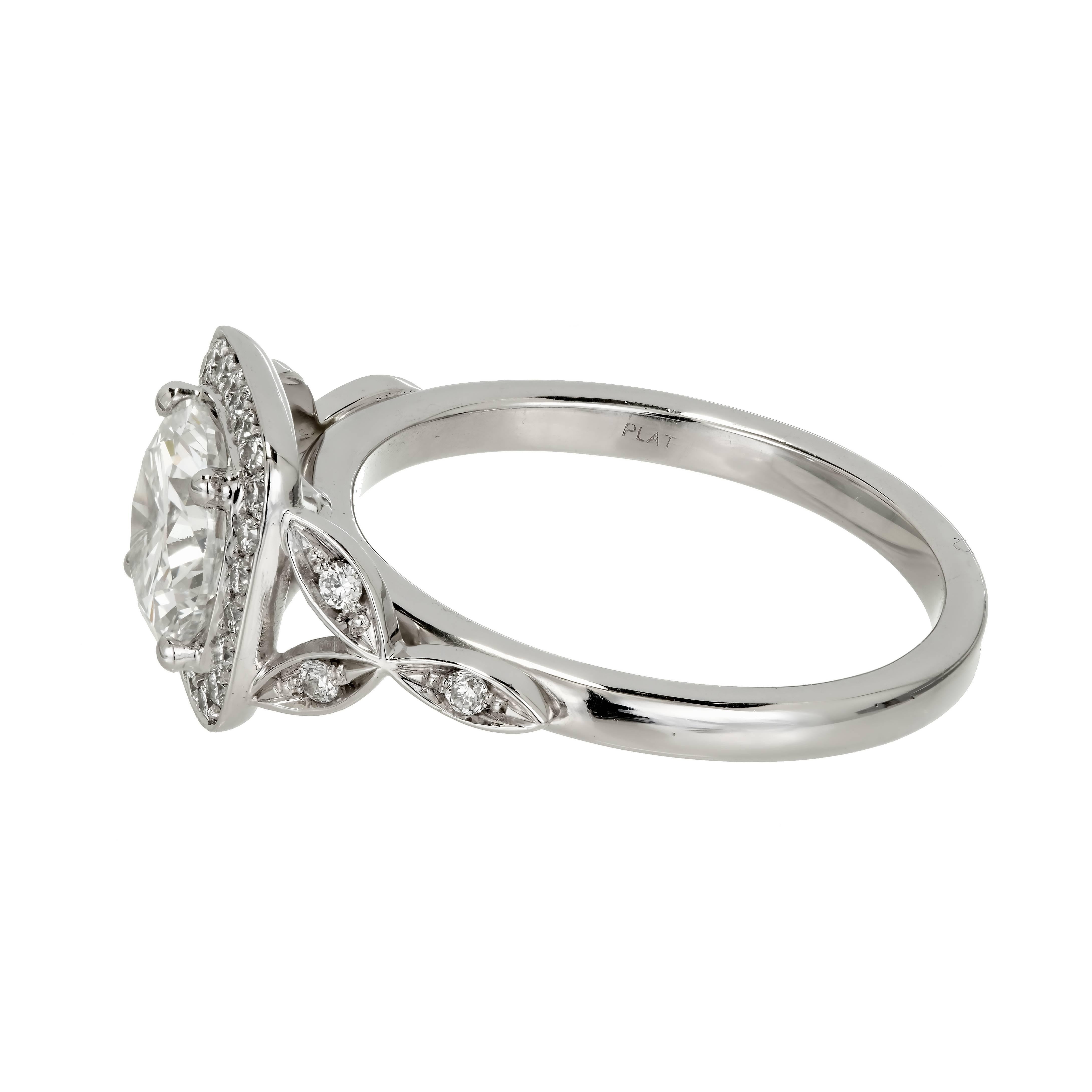 Peter Suchy GIA Certified 1.39 Carat Diamond Halo Platinum Engagement Ring 4