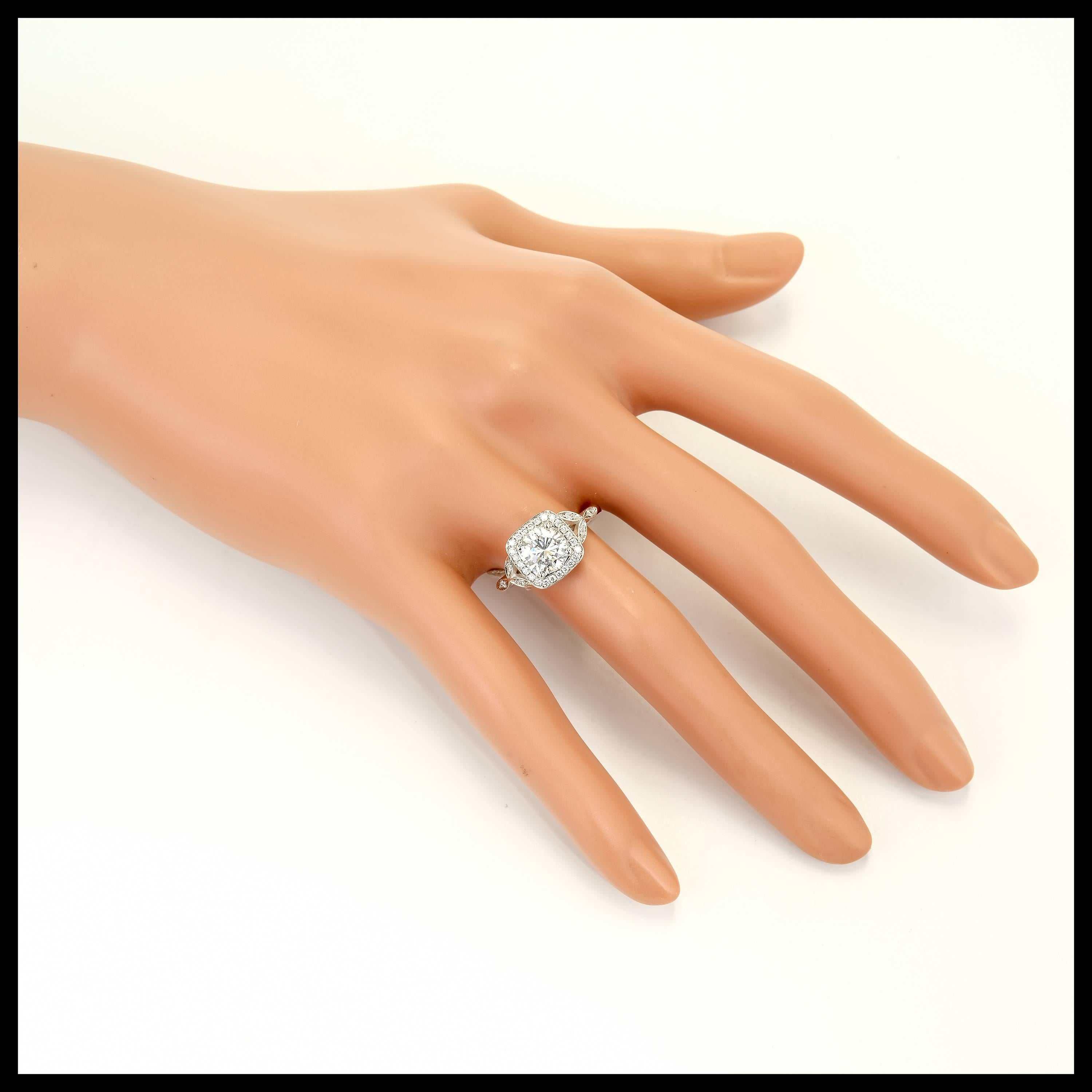 Peter Suchy GIA Certified 1.39 Carat Diamond Halo Platinum Engagement Ring 5