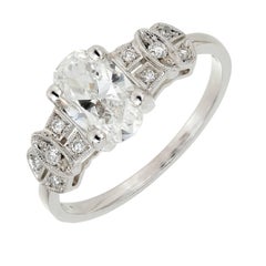 Peter Suchy GIA Certified 1.08 Carat Oval Diamond Platinum Engagement Ring
