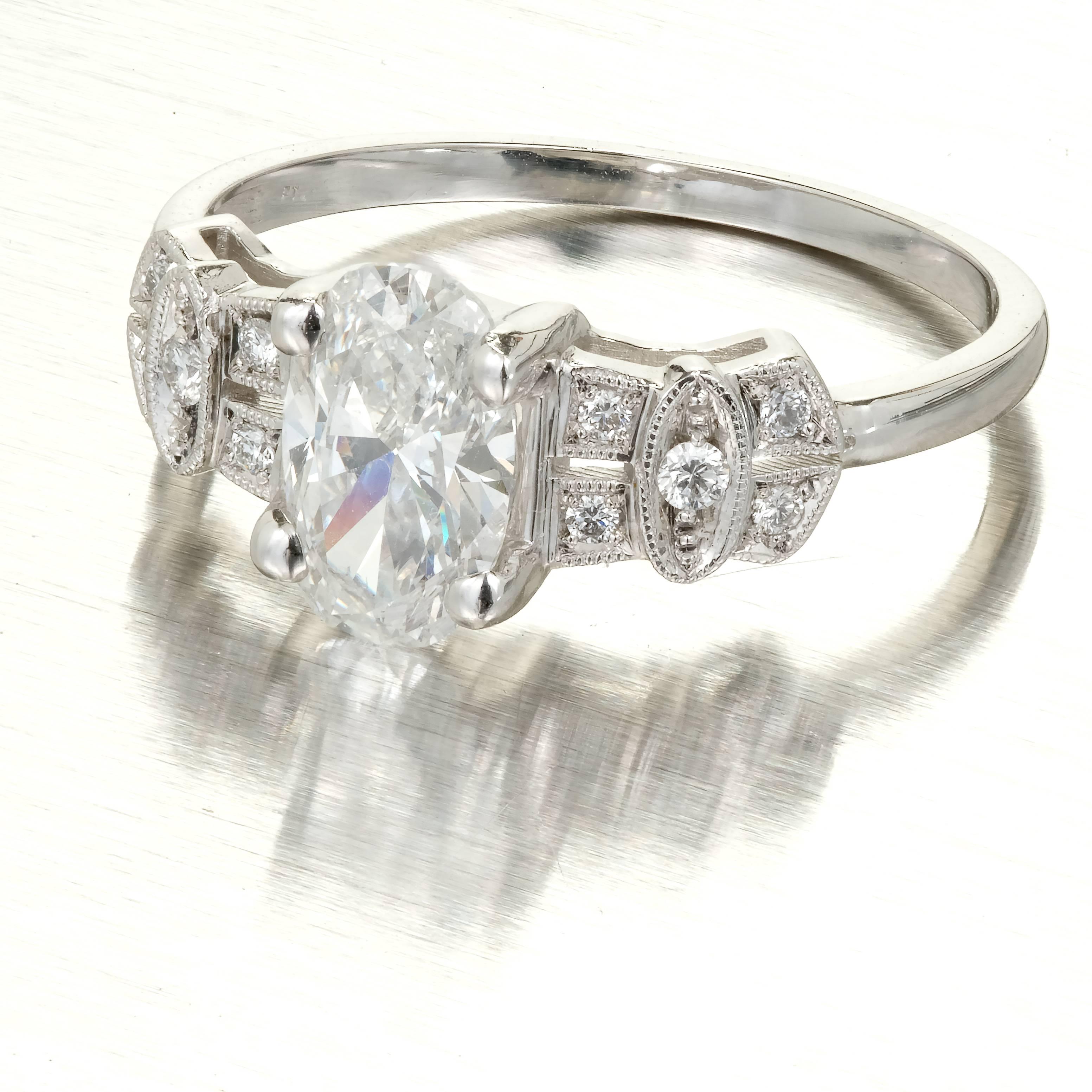 Bague de fiançailles Peter Suchy en platine avec diamant ovale certifié GIA de 1,08 carat en vente 4