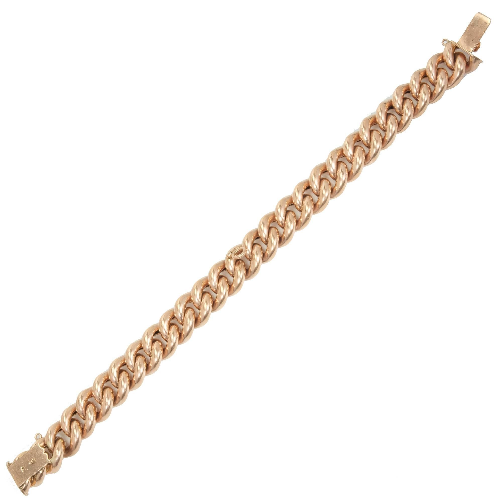 Puffed Link Rose Gold Bracelet