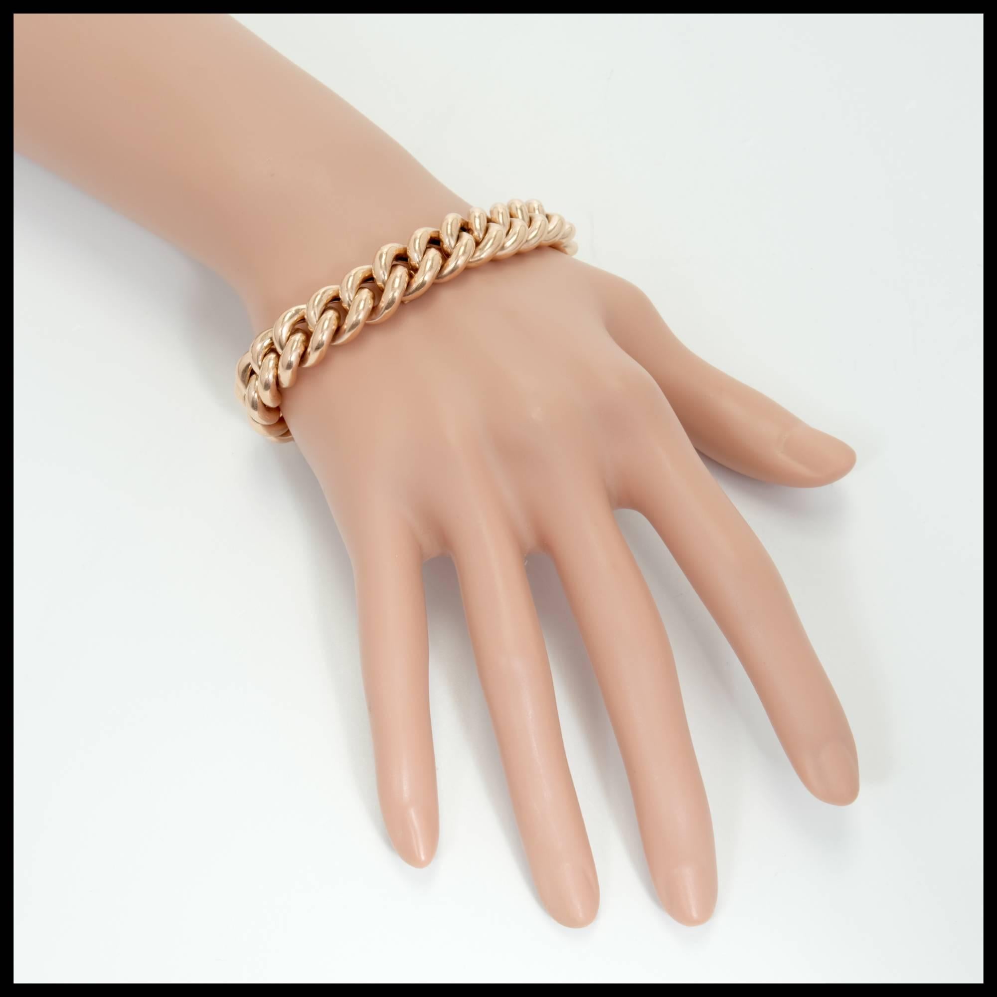 Puffed Link Rose Gold Bracelet In Good Condition In Stamford, CT