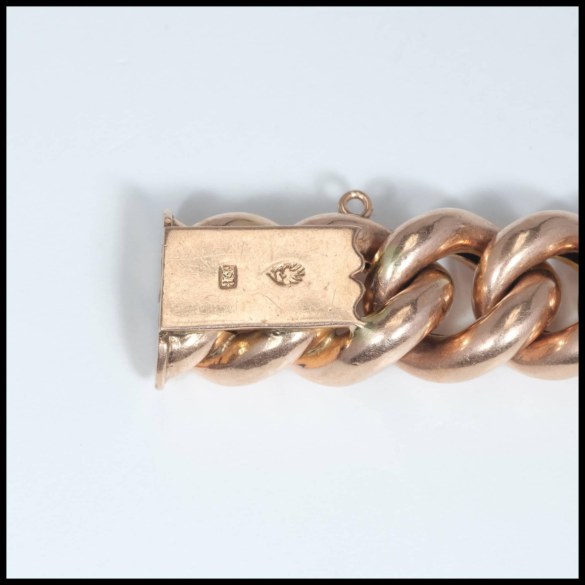 Women's or Men's Puffed Link Rose Gold Bracelet