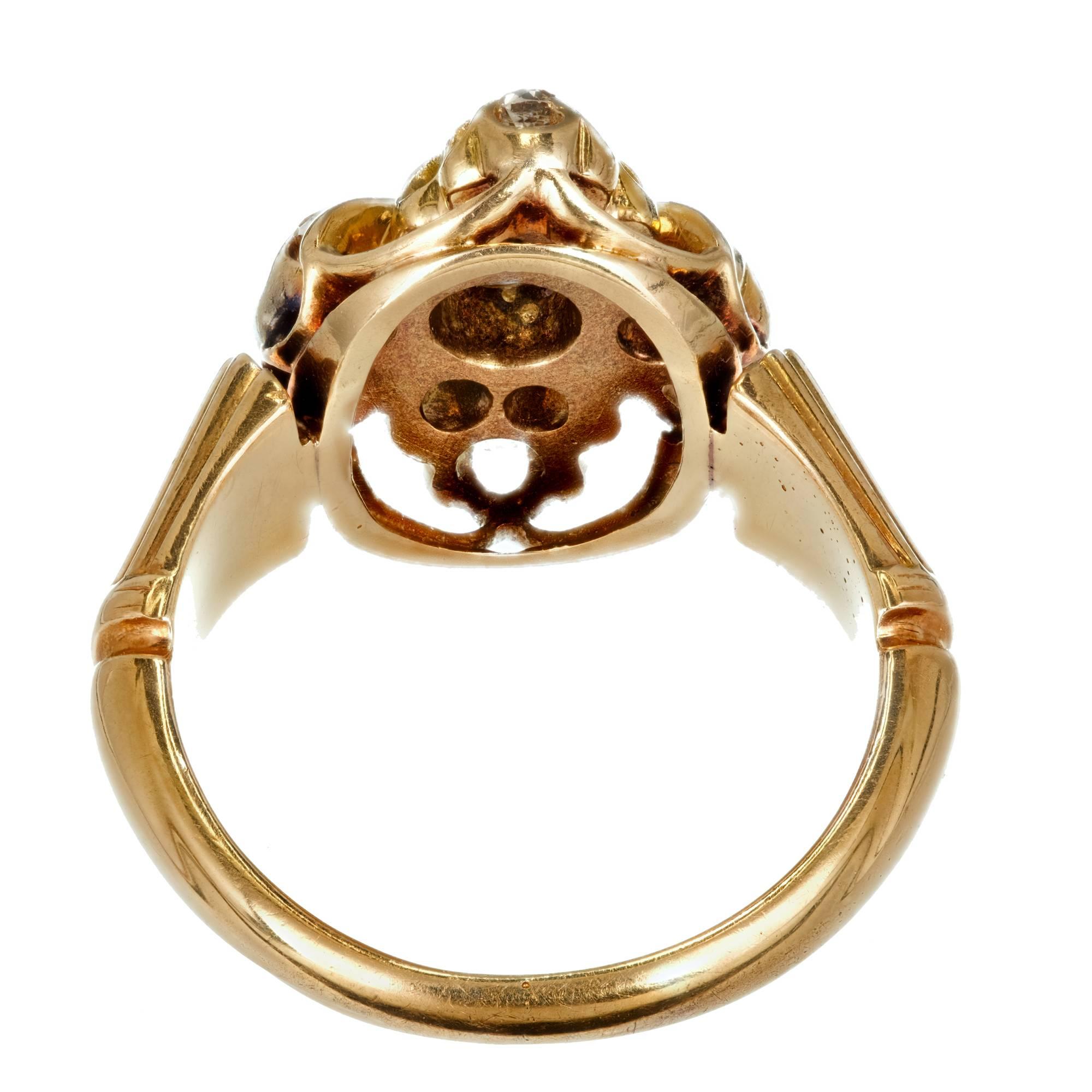 Old Mine Cut Victorian Old Mine Brilliant Cut Diamond Gold Ring, circa 1850s For Sale