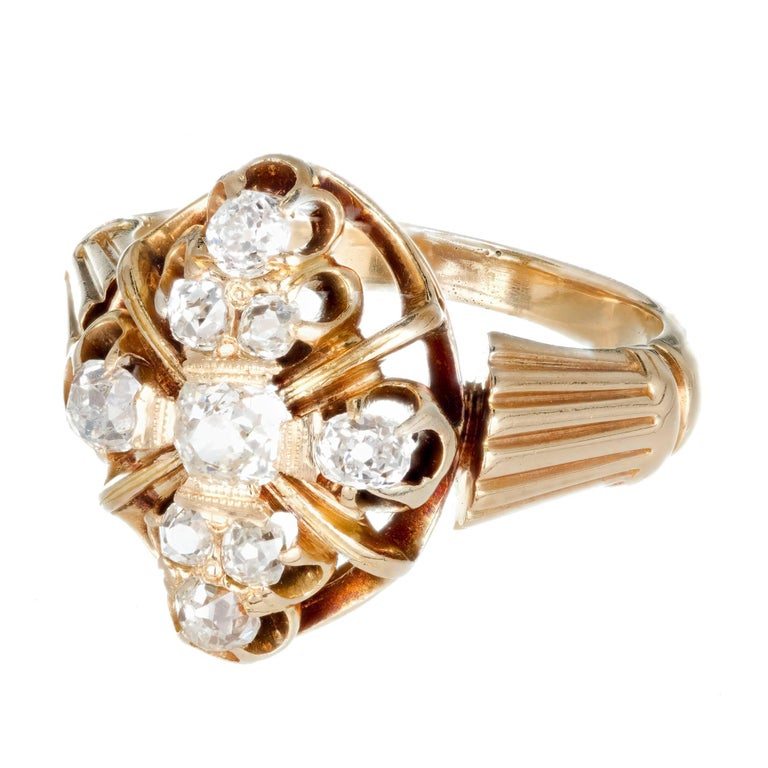 Victorian Old Mine Brilliant Cut Diamond Gold Ring, circa 1850s For