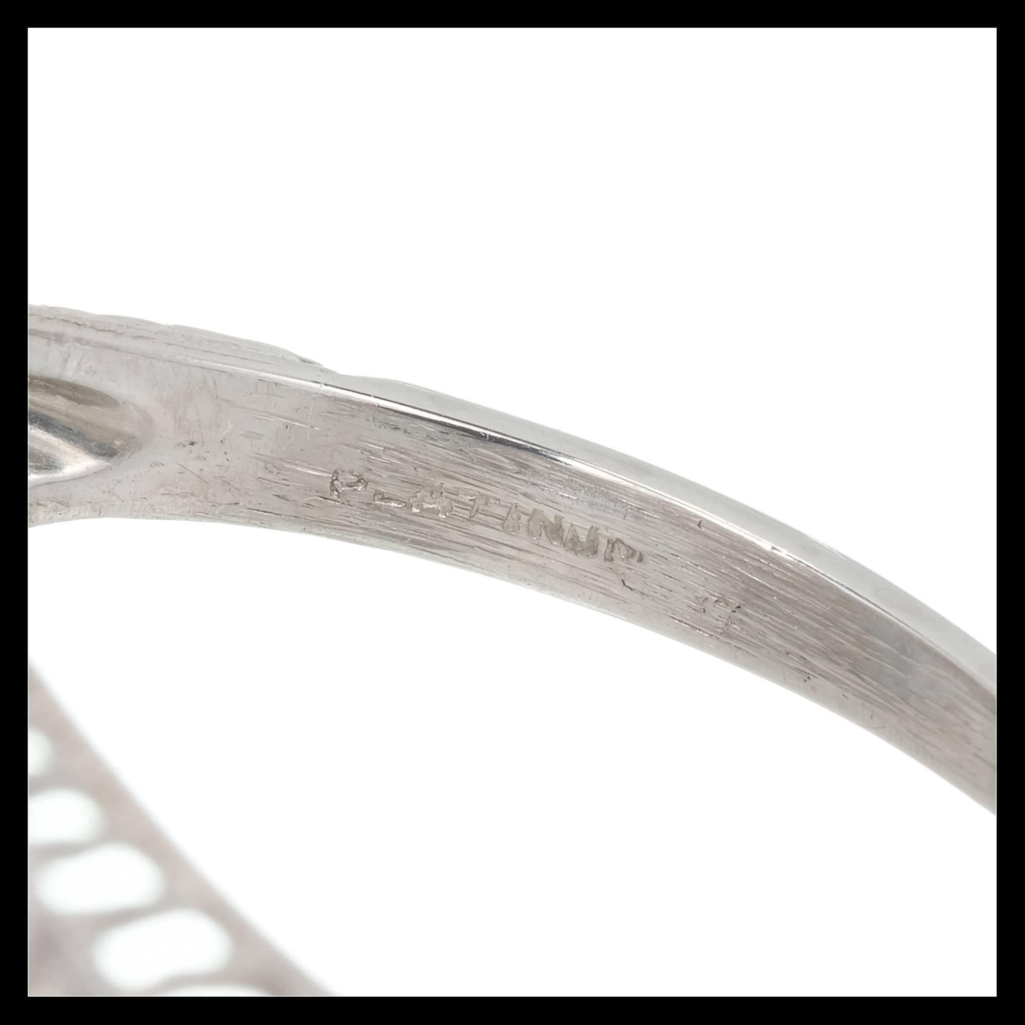 Women's Diamond Three-Stone Platinum Filigree Dome Engagement Ring