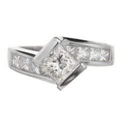 EGL Certified 1.20 Carat Diamond Princess Cut Swirl Design Gold Engagement Ring 7