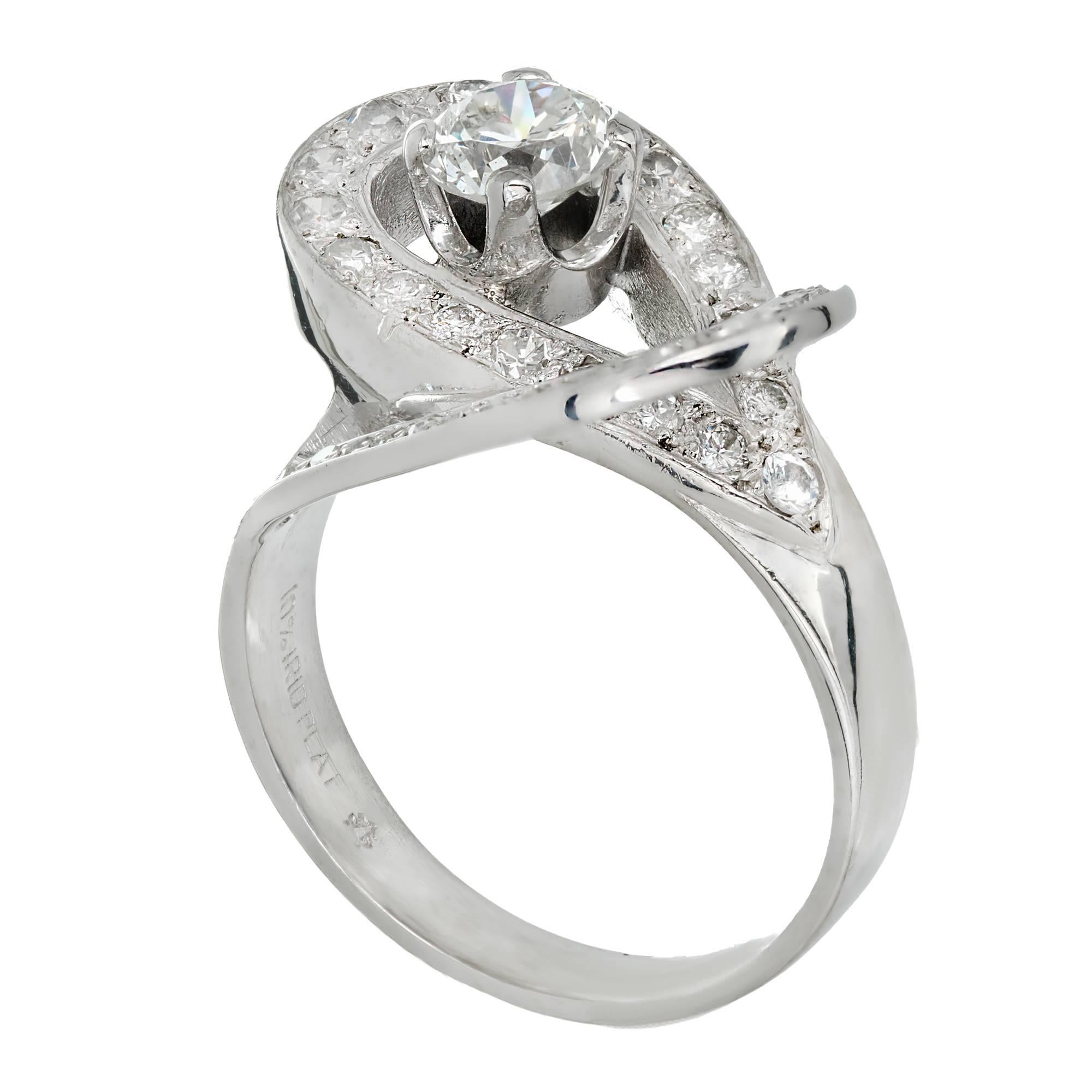 EGL Certified .80 Carat Diamond Open Swirl Platinum Cocktail Ring In Good Condition For Sale In Stamford, CT