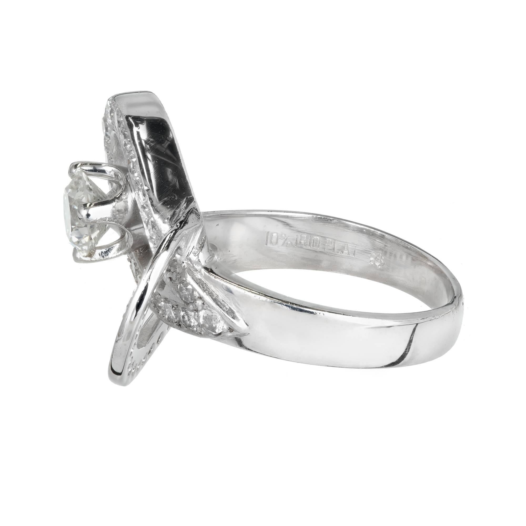 Women's EGL Certified .80 Carat Diamond Open Swirl Platinum Cocktail Ring For Sale