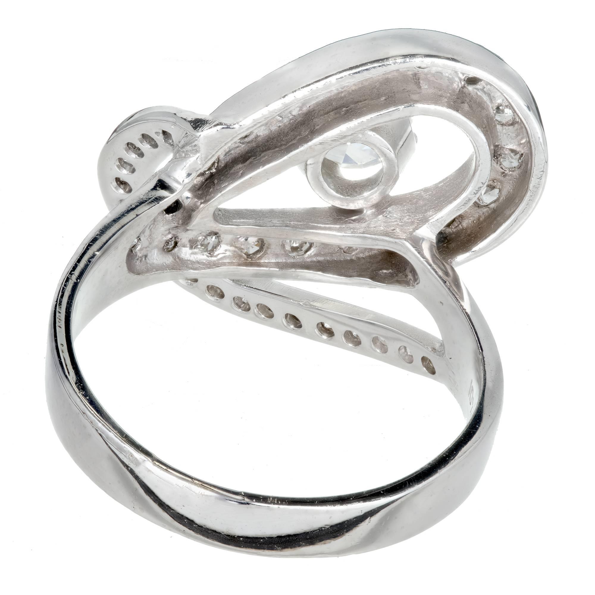 EGL Certified .80 Carat Diamond Open Swirl Platinum Cocktail Ring For Sale 2